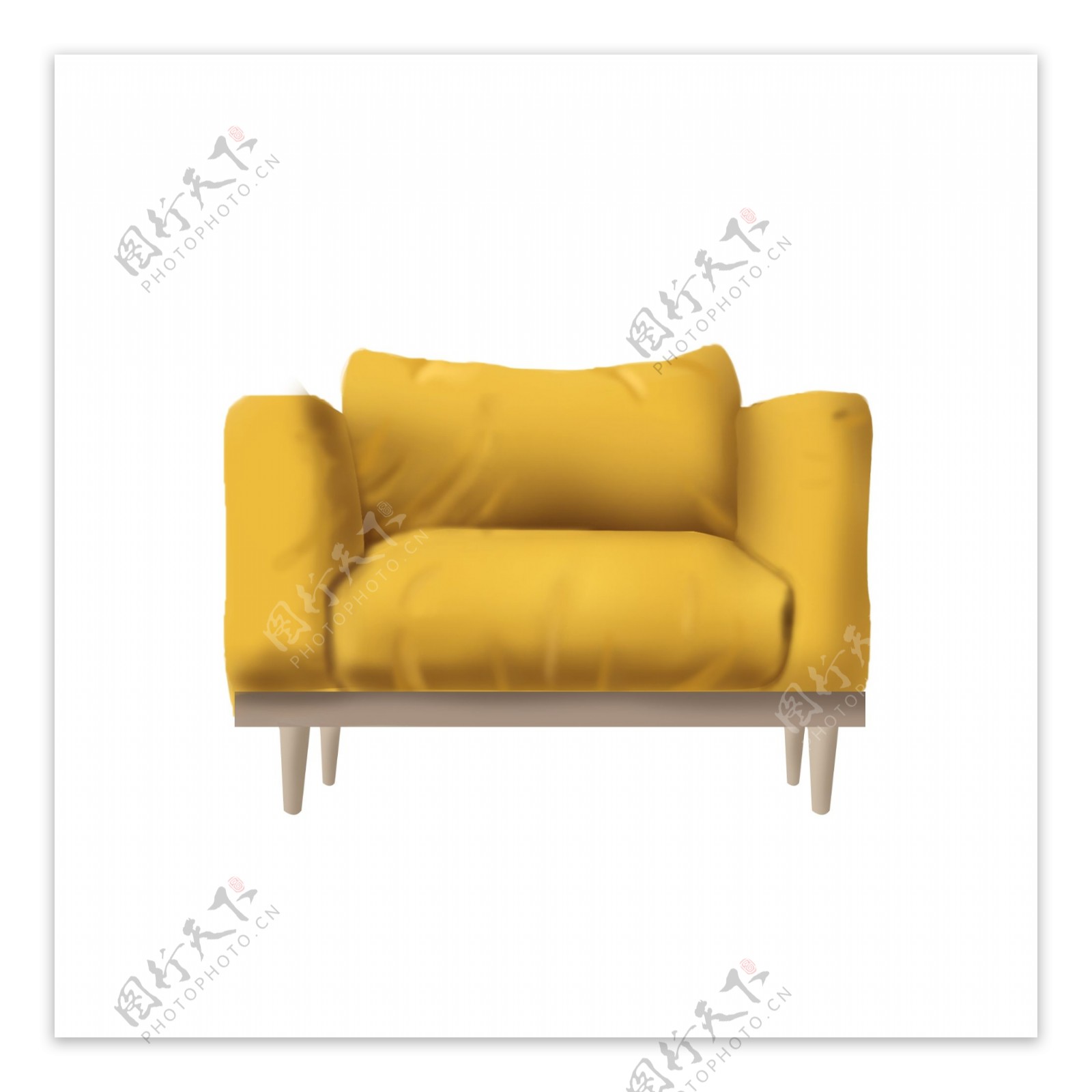 手绘家具沙发椅黄色