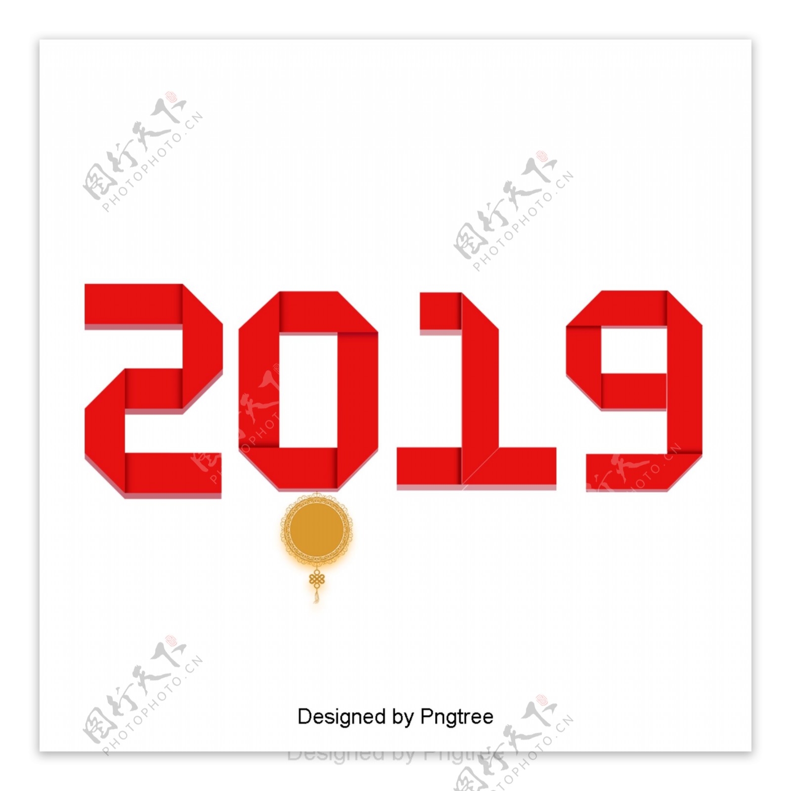 2019年新年的折纸风格创意简约艺术词汇