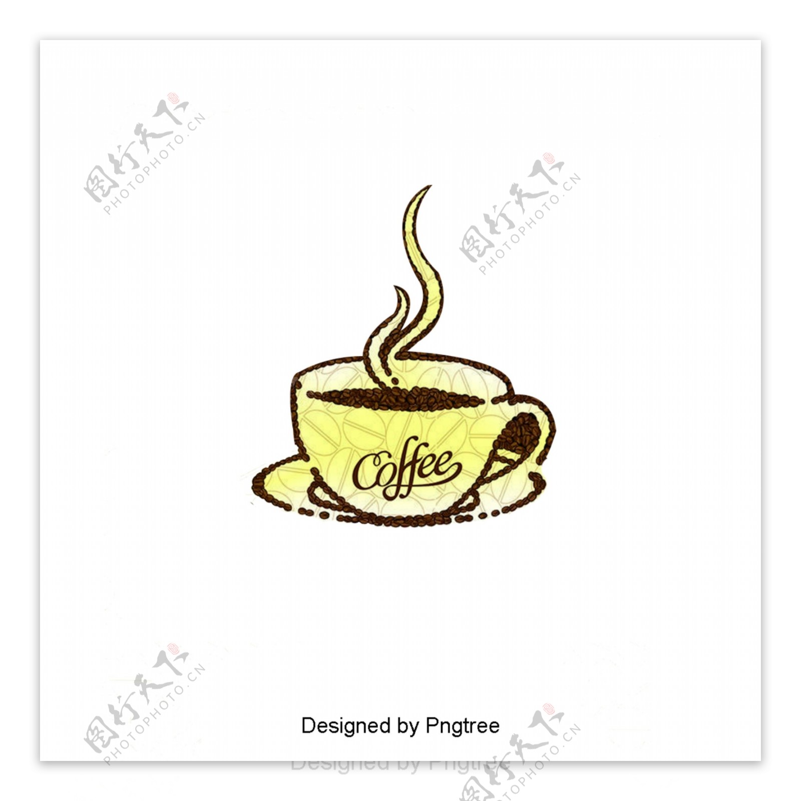 漂亮可爱的卡通手绘咖啡热饮