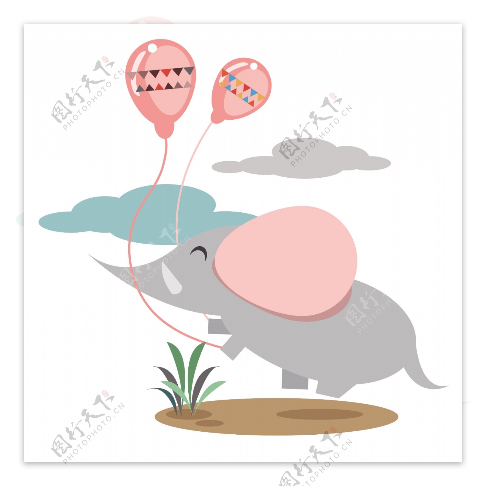 大象灰粉色的气球