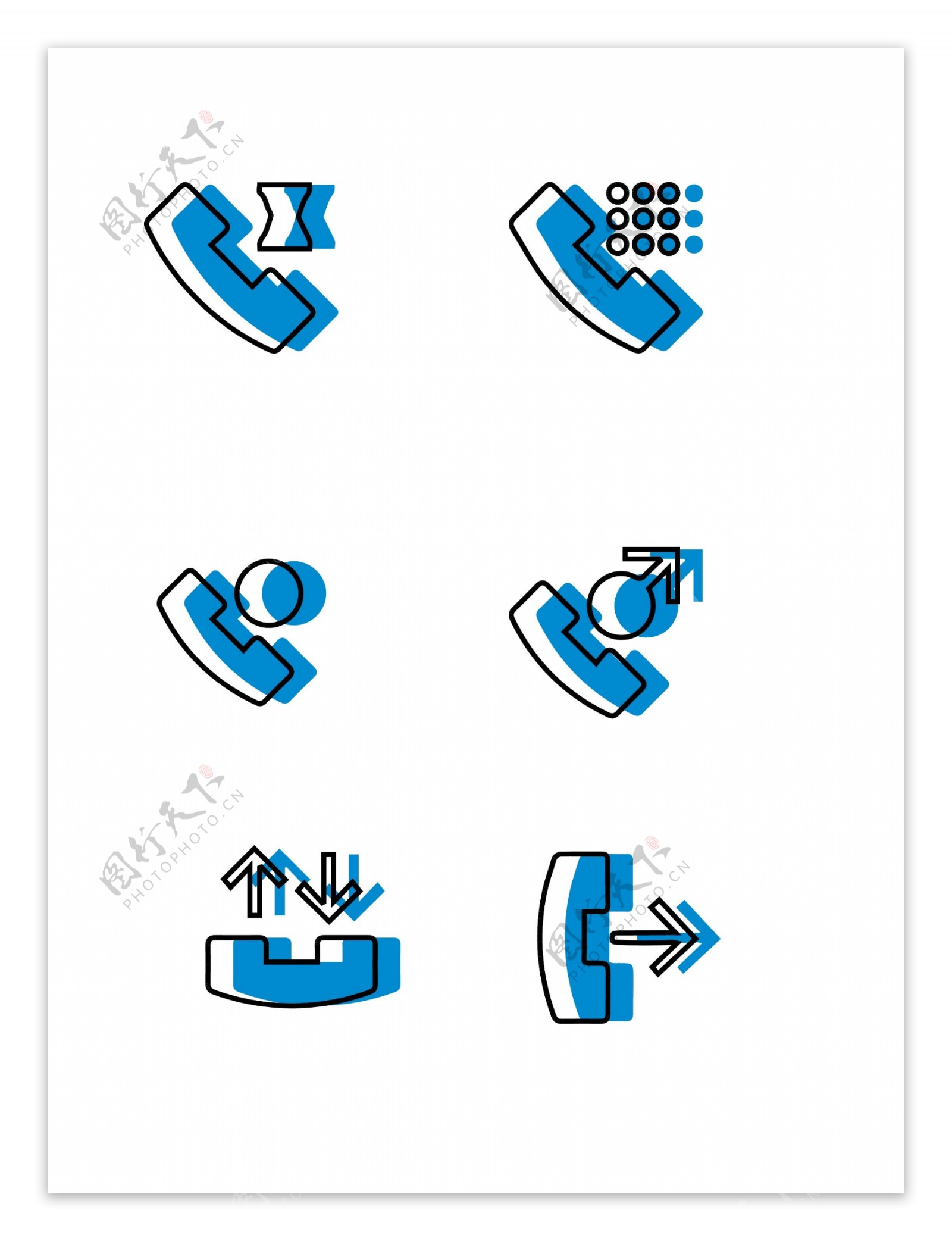 蓝色矢量电话图标元素