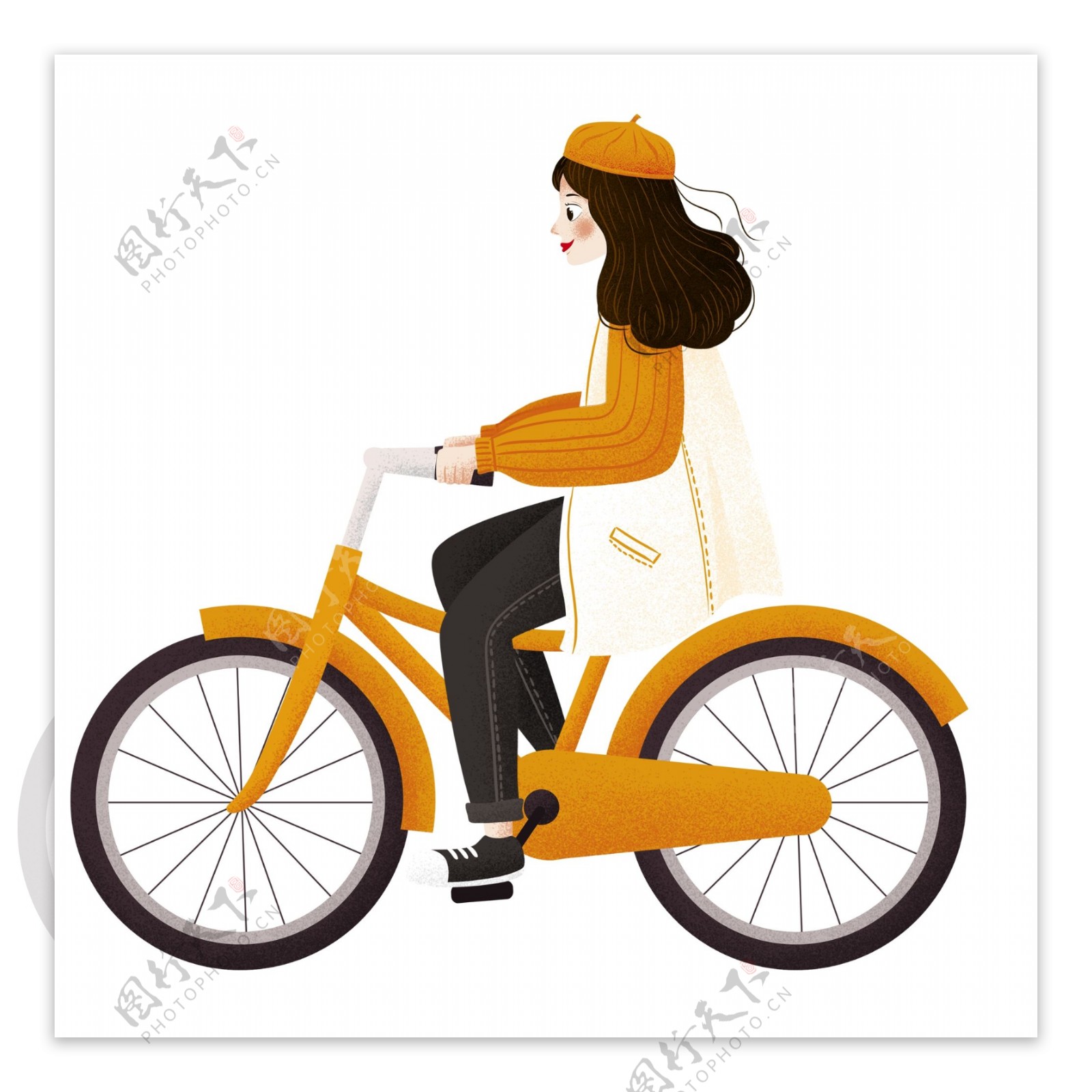 清新可爱骑着自行车的女孩
