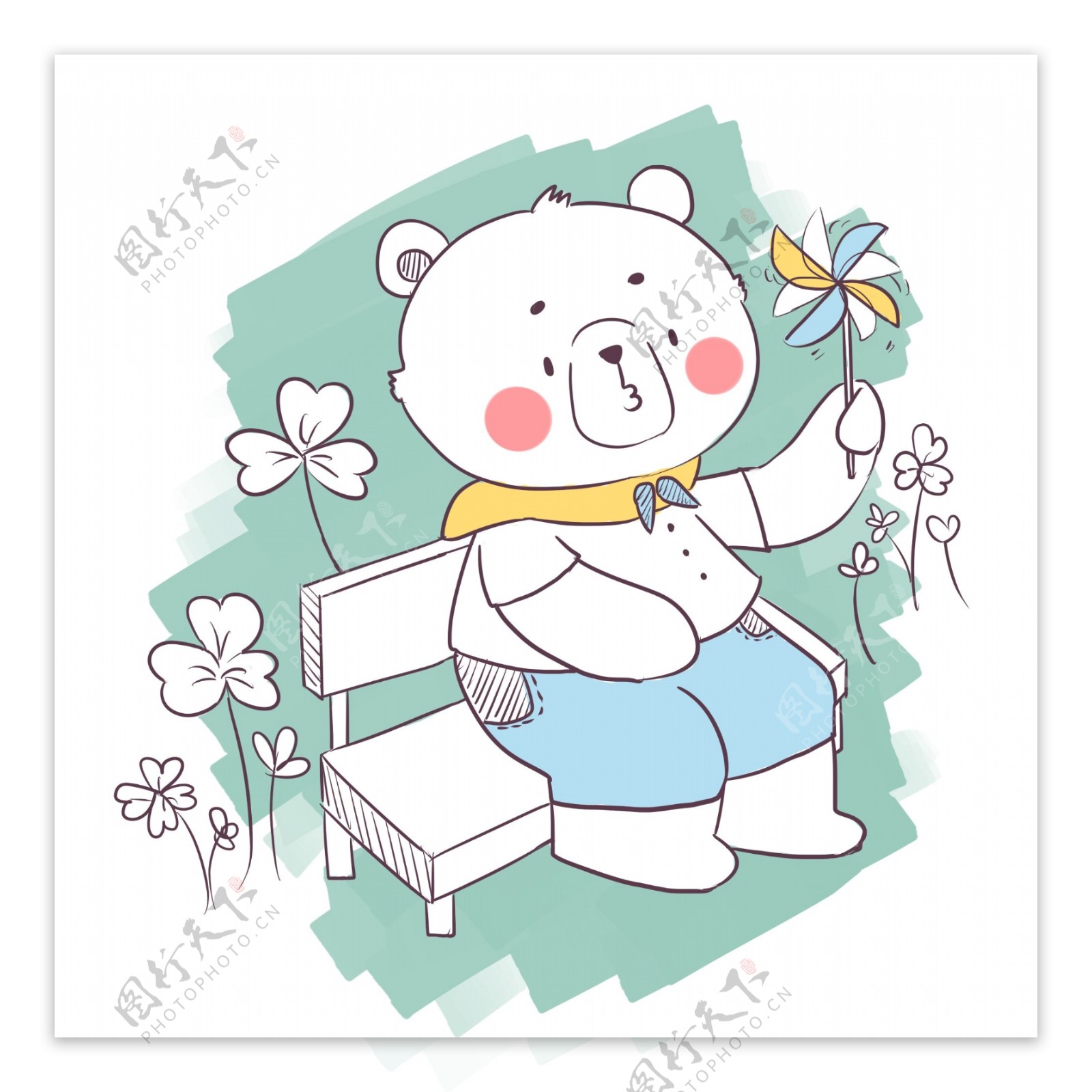 简笔画卡通可爱动物小熊