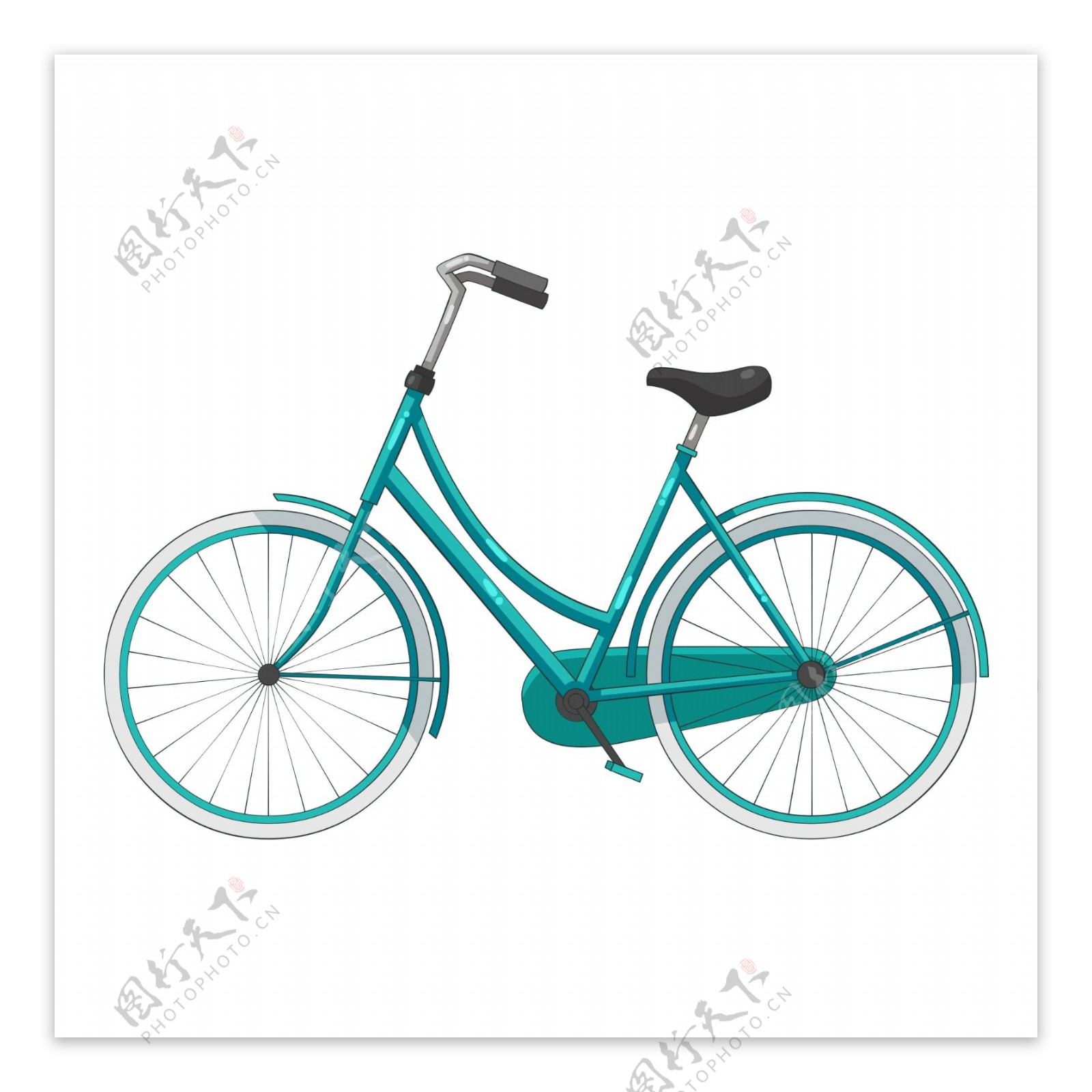 简约蓝色自行车装饰元素