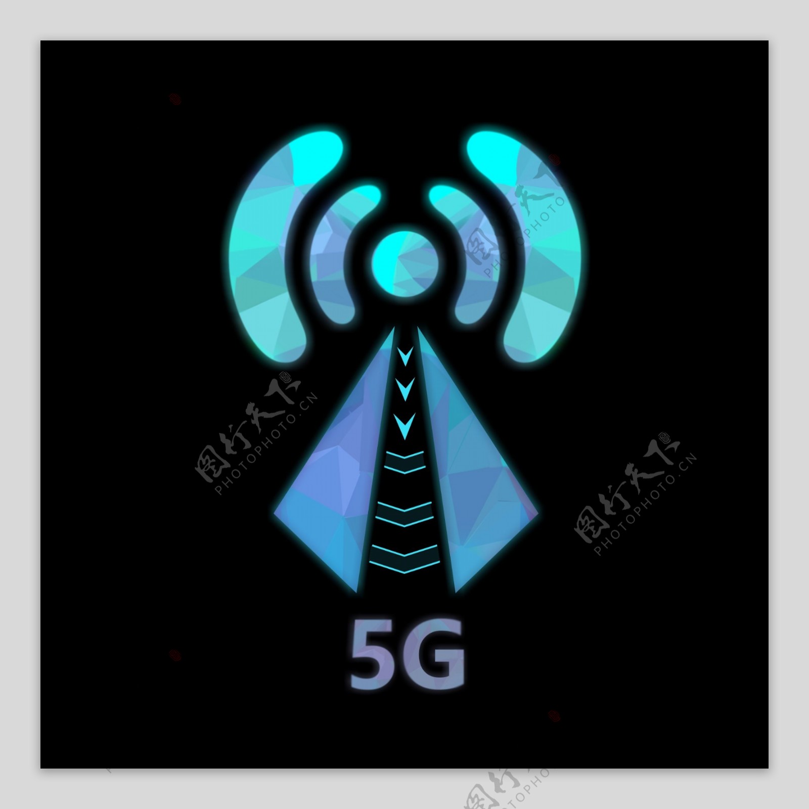 5G蓝色梦幻未来科技风信号塔
