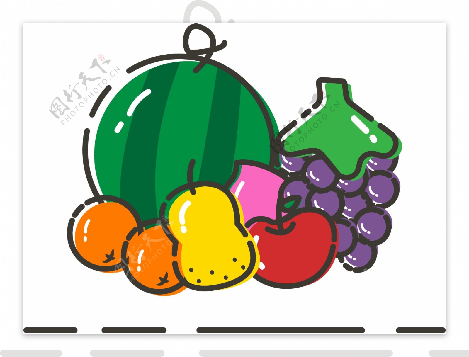 MBE多种类卡通彩色水果矢量元素装饰图案