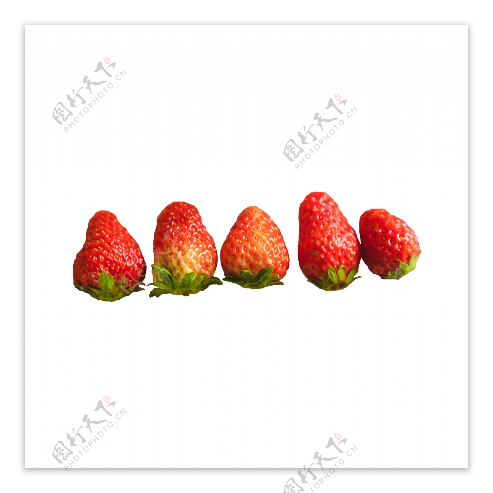 五个新鲜的草莓png