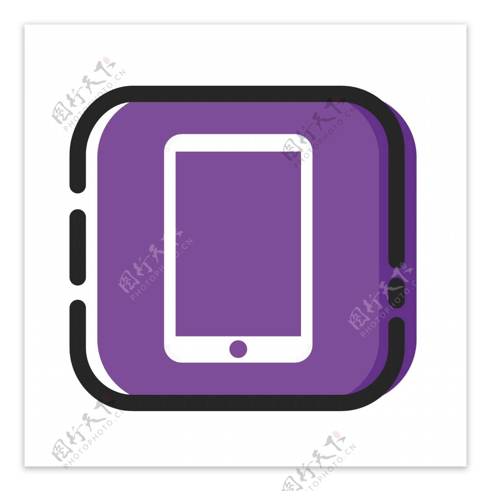 紫色扁平矩形电话号码名片小图标