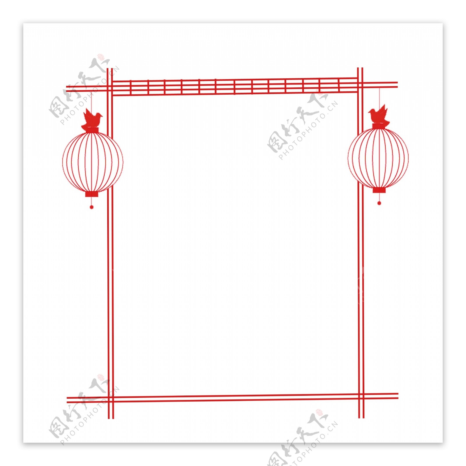 红色中国风灯笼边框