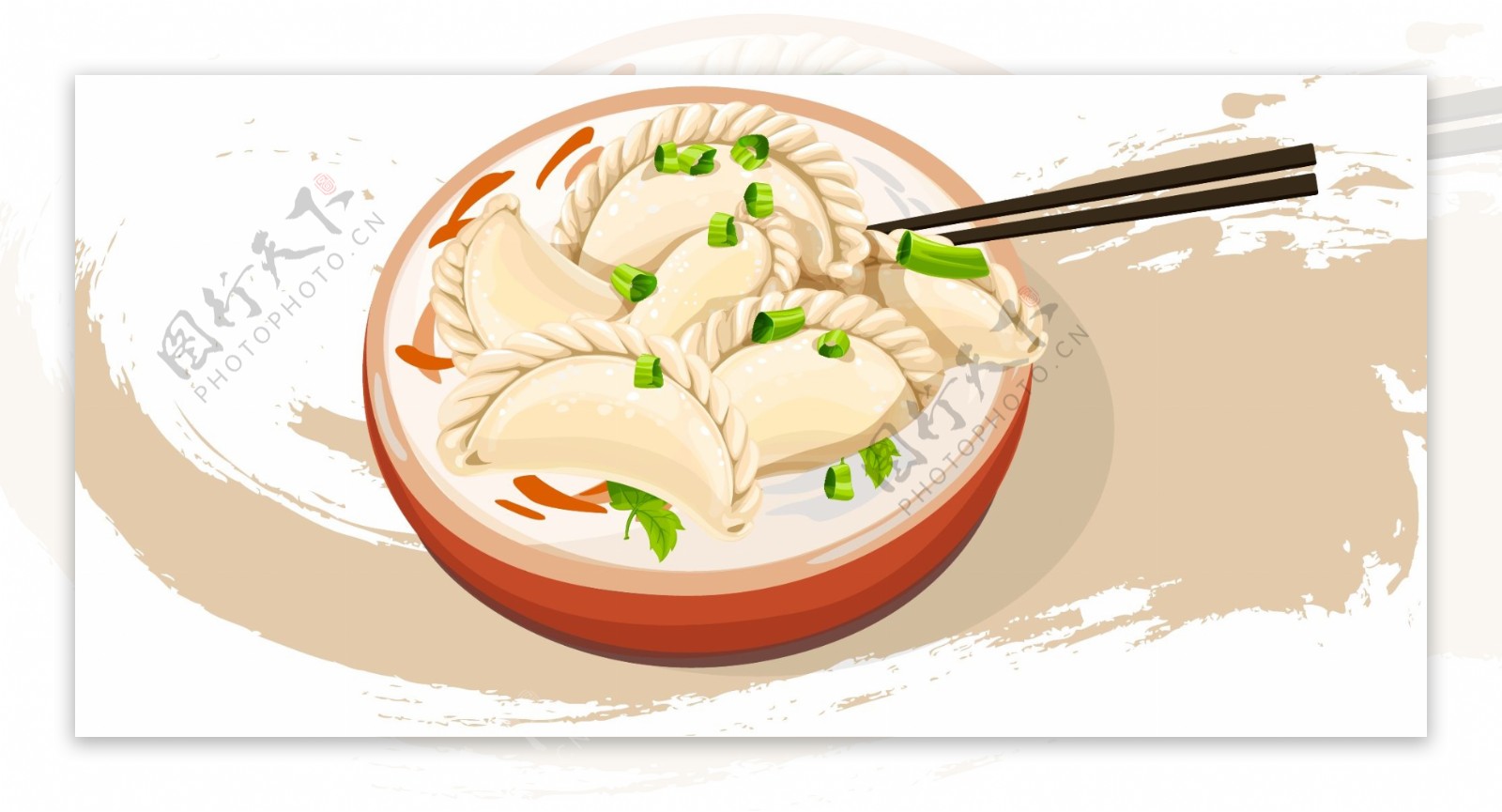 卡通手绘矢量美味水饺