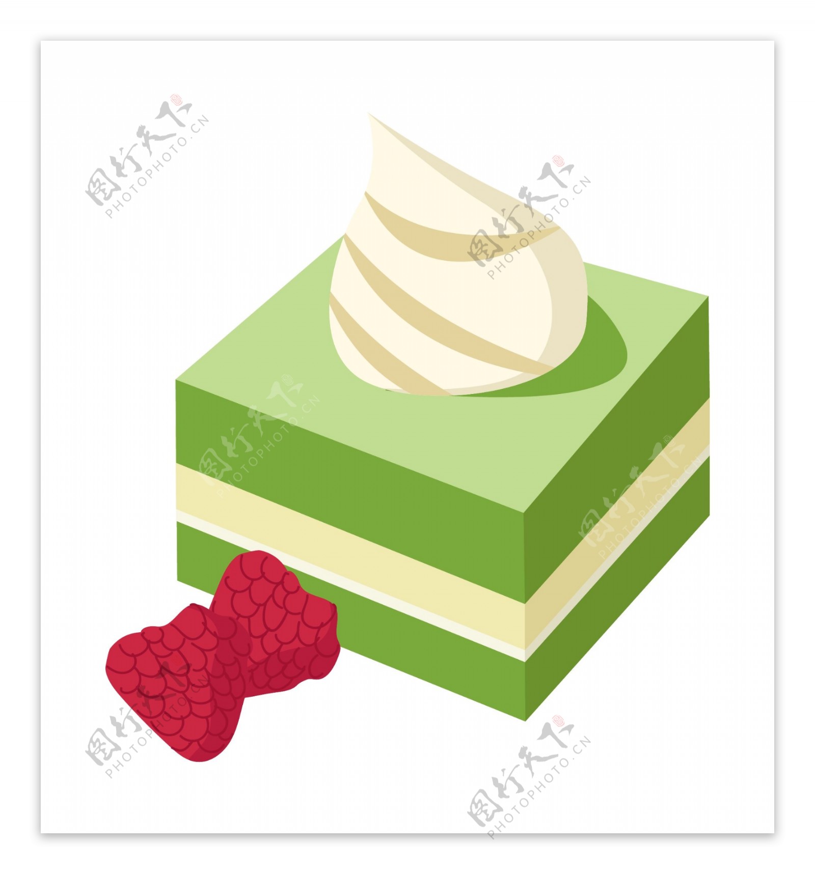 2.5D草莓奶油蛋糕插画