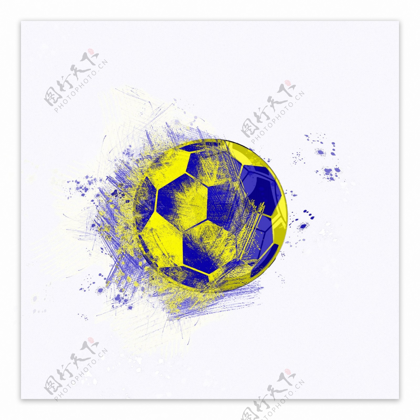 彩色炫酷蓝黄撞色足球