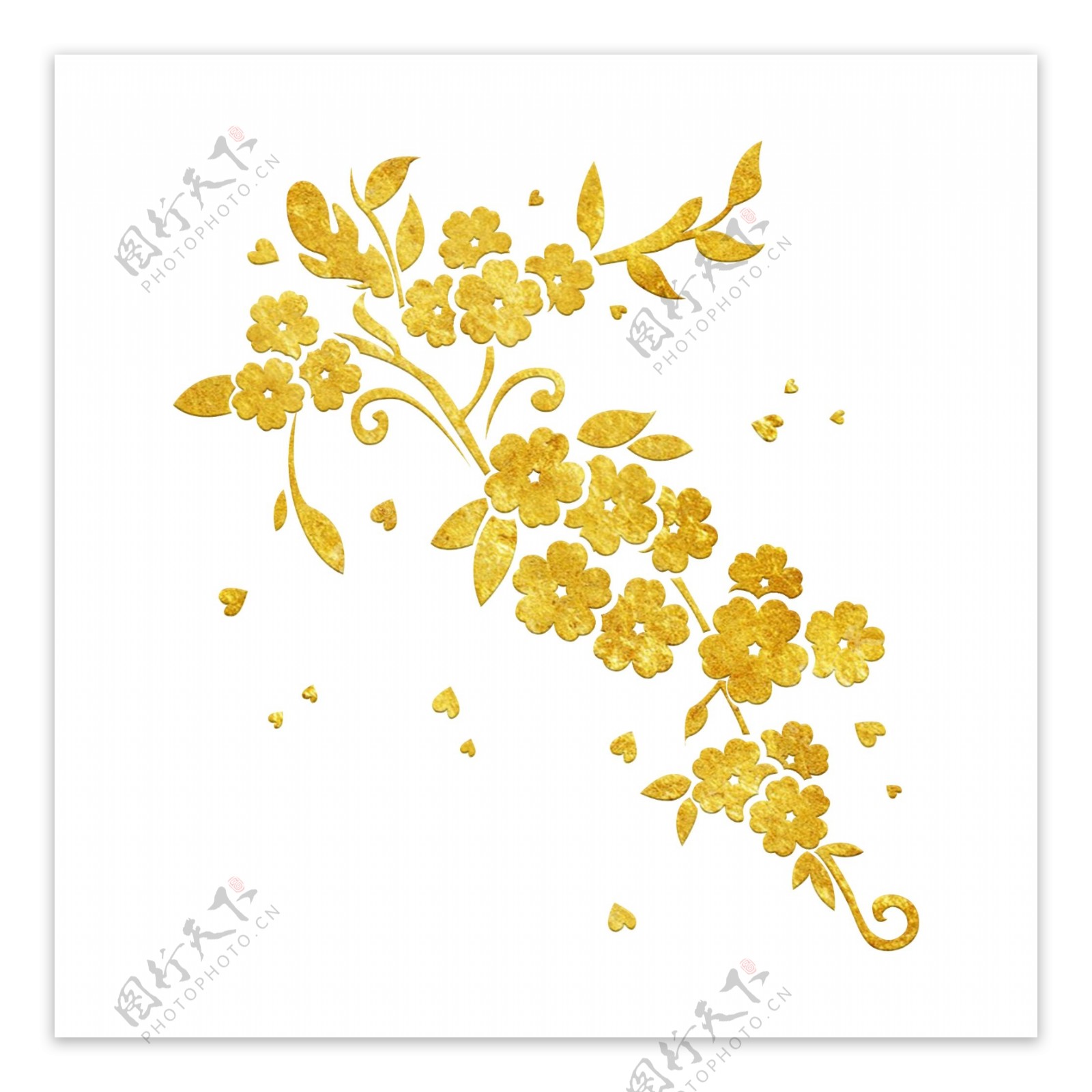 中国风传统烫金鲜花花纹装饰图之风信子