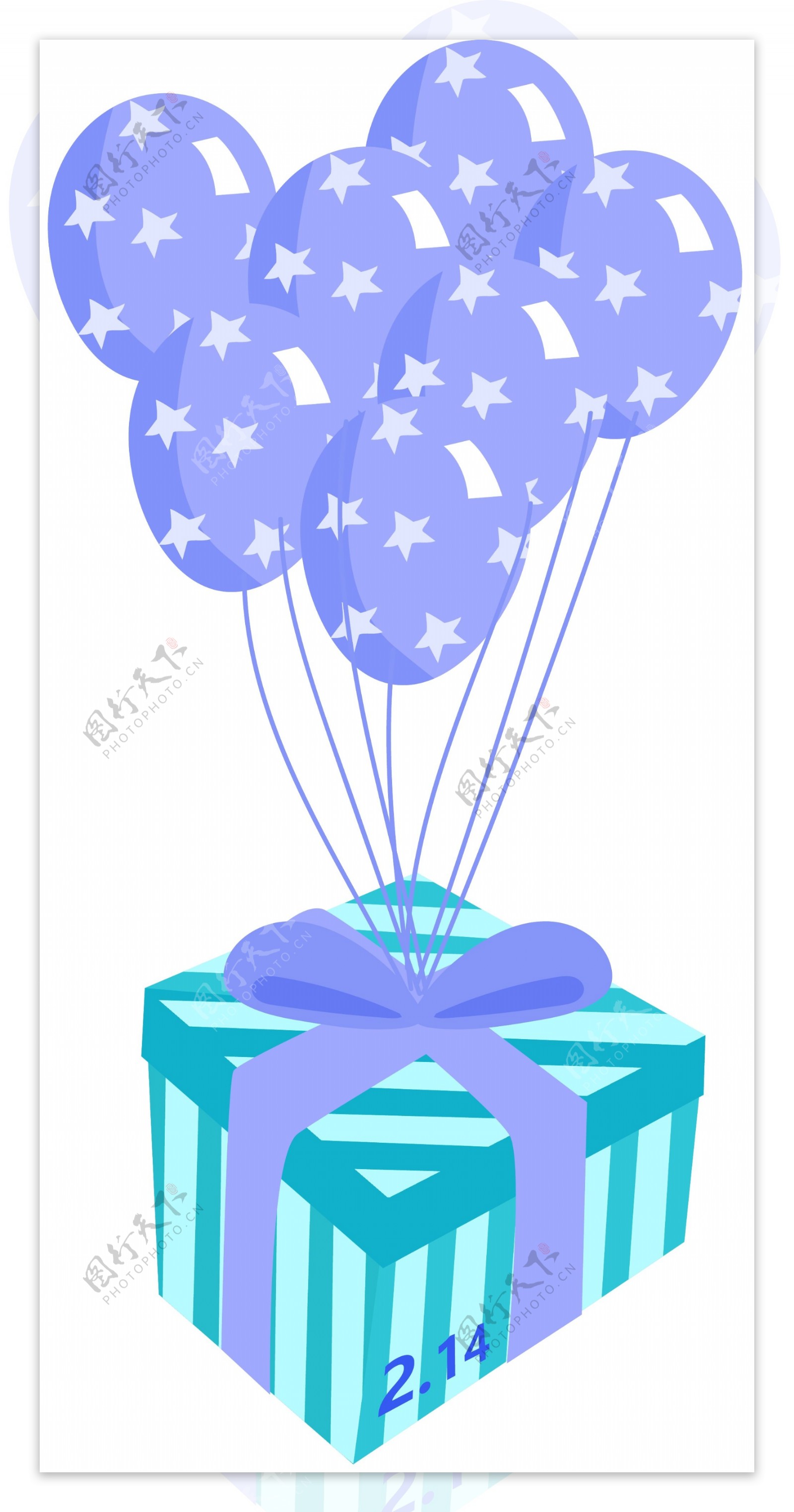 手绘蓝色的情人节气球