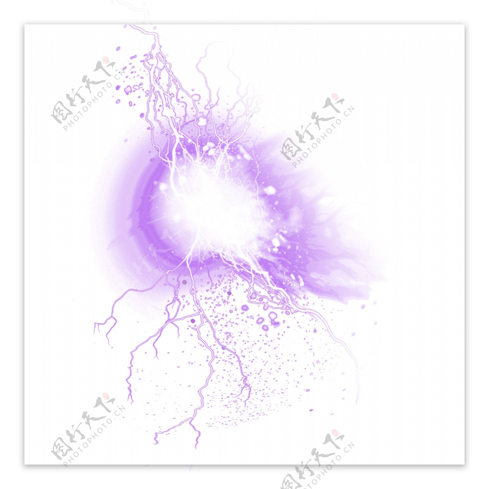 紫色花纹闪电元素