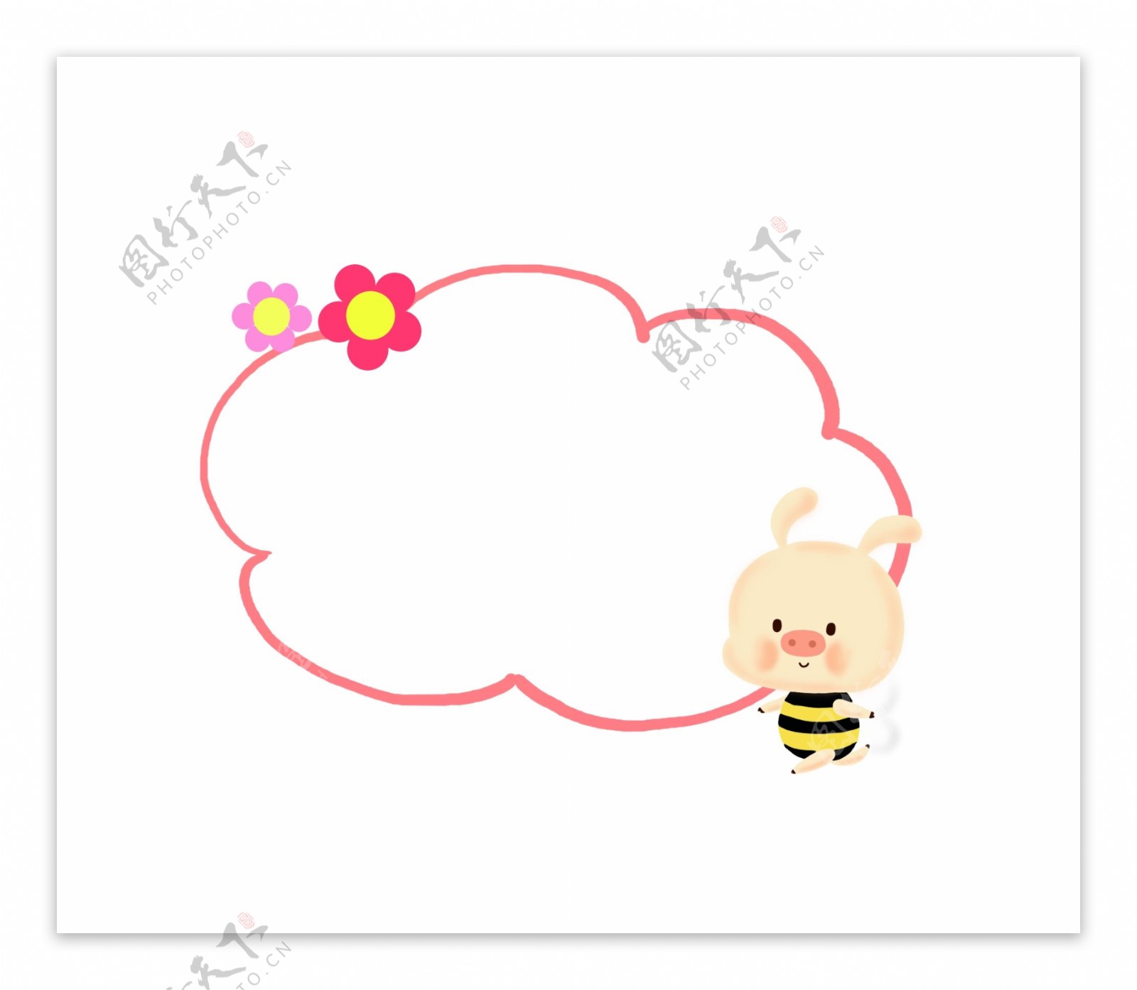 蜜蜂小花对话框插画
