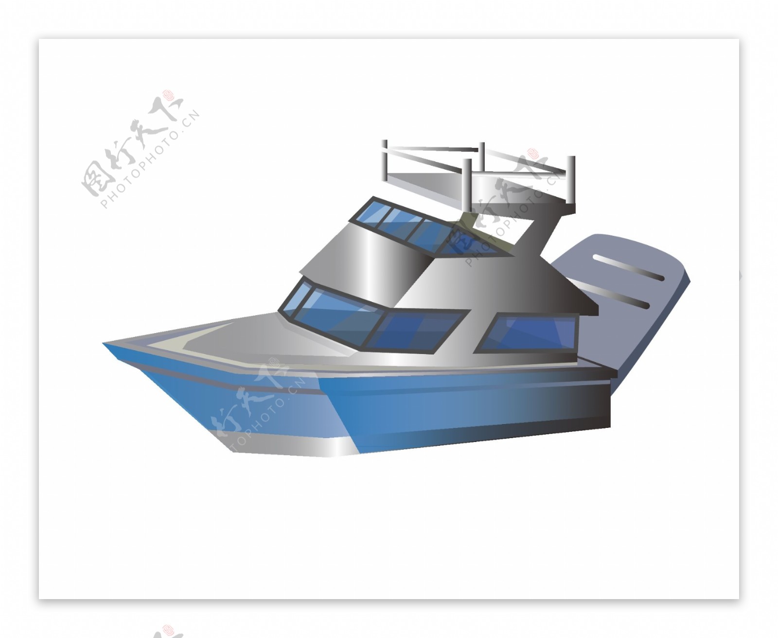 蓝灰色立体轮船插图