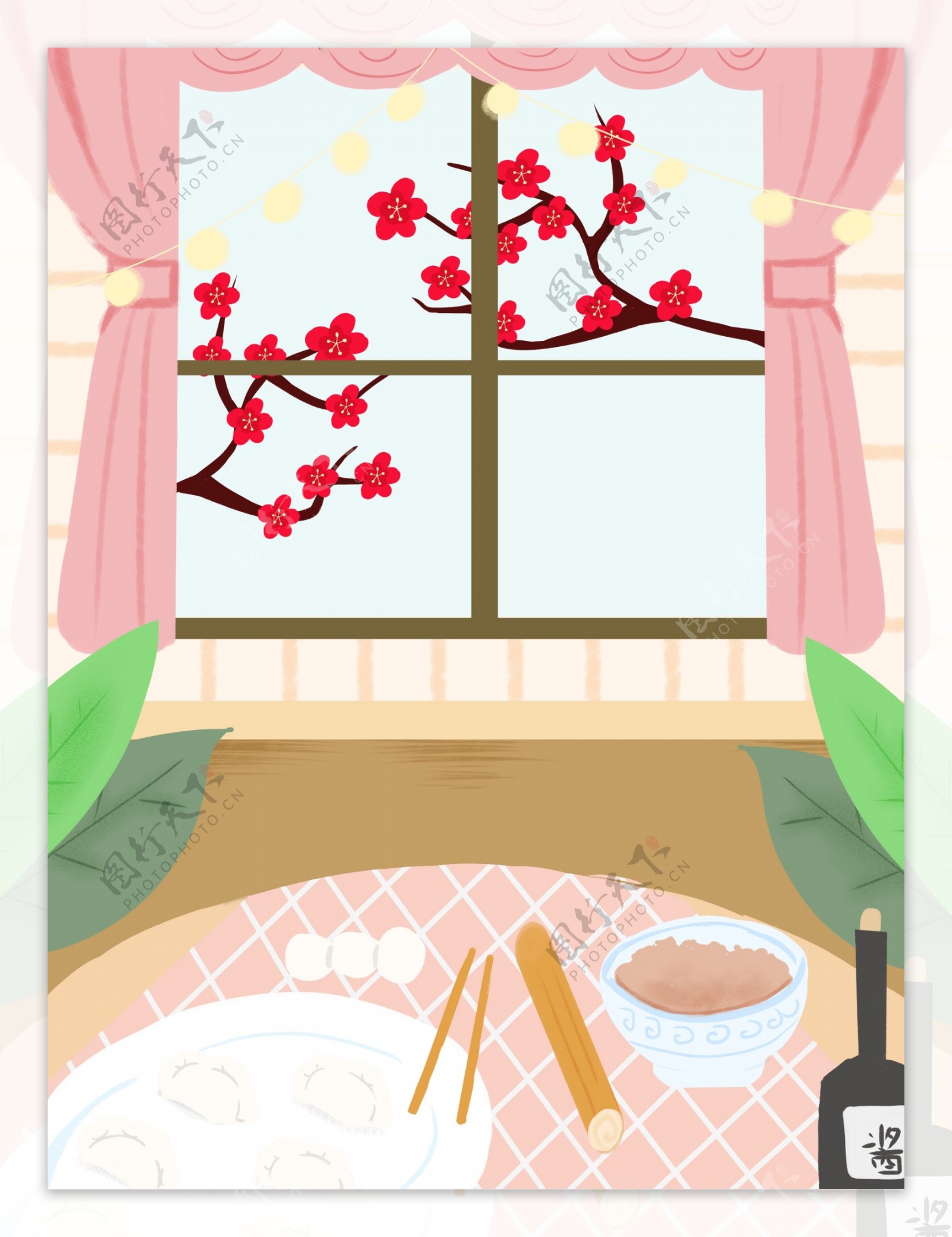 新年吃饺子背景设计