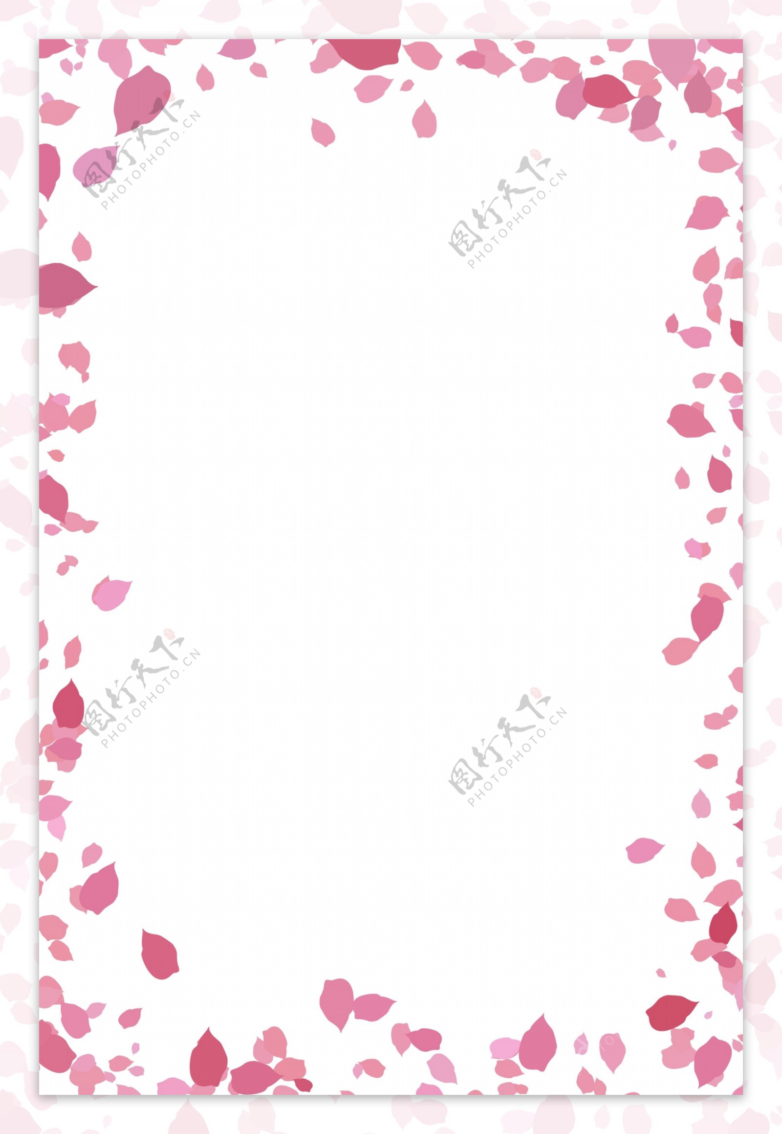手绘粉色花瓣飘洒边框