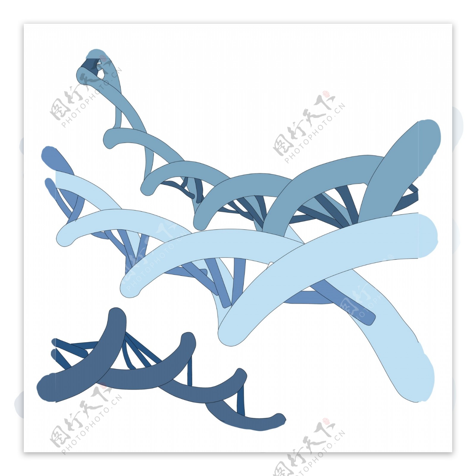 蓝色的链条细菌插画