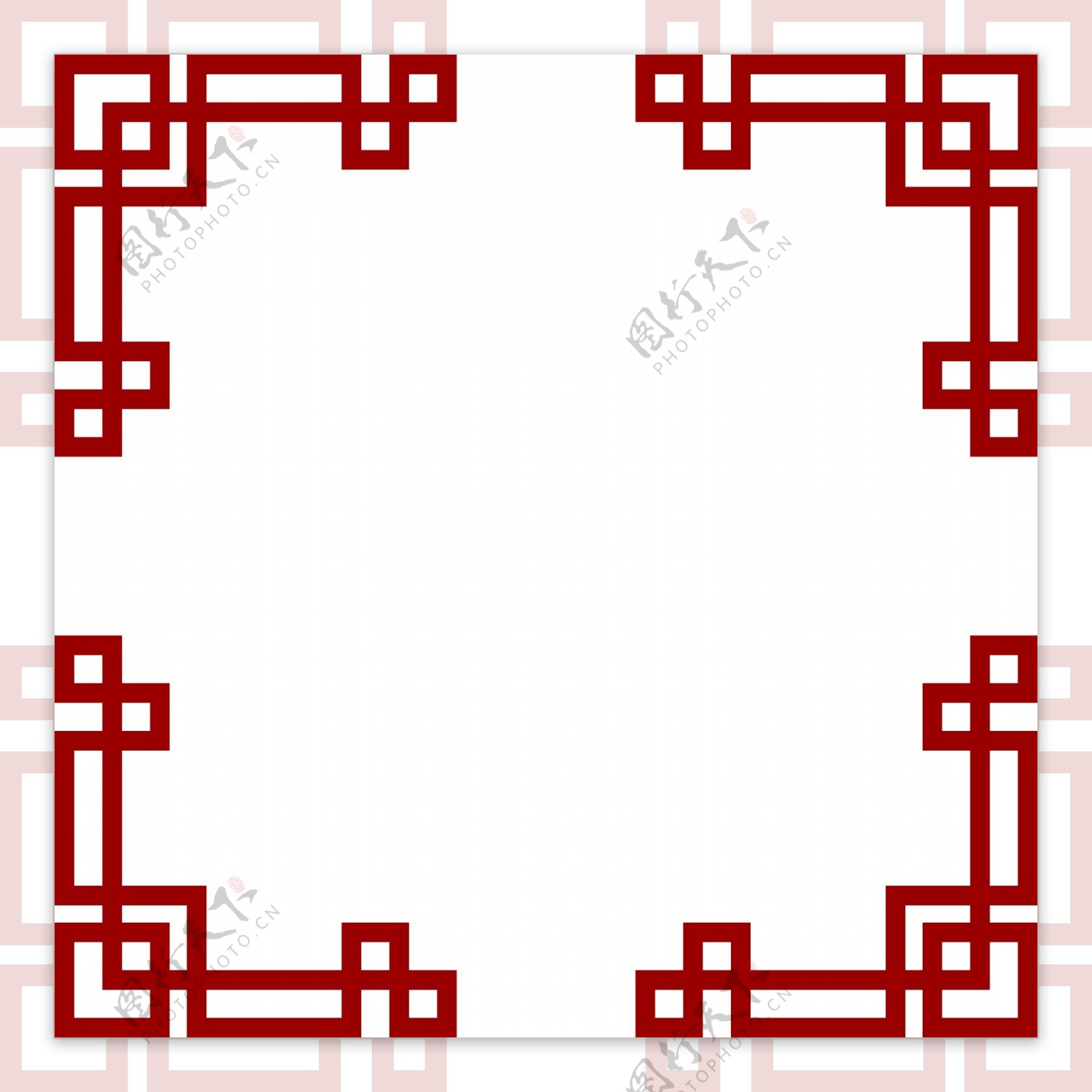 中国风暗红简约几何图形花纹边框