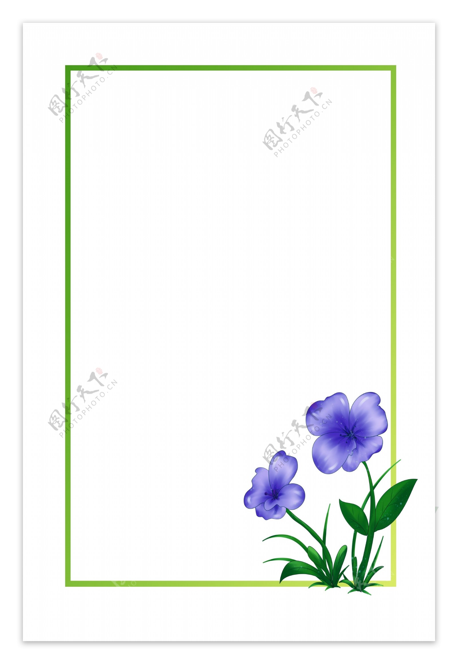 蓝色花朵手绘装饰边框手绘边框