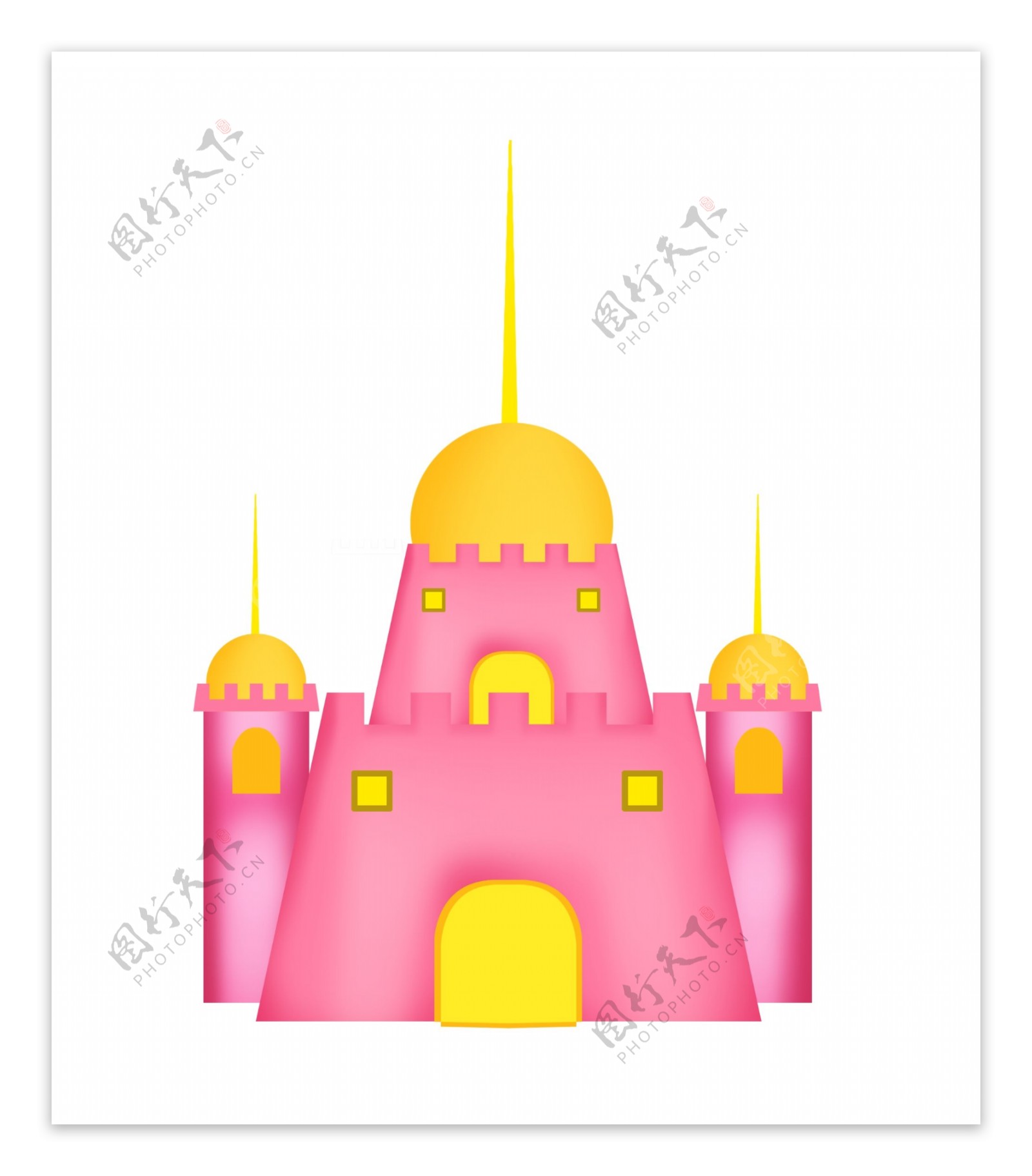 粉色城堡建筑插画