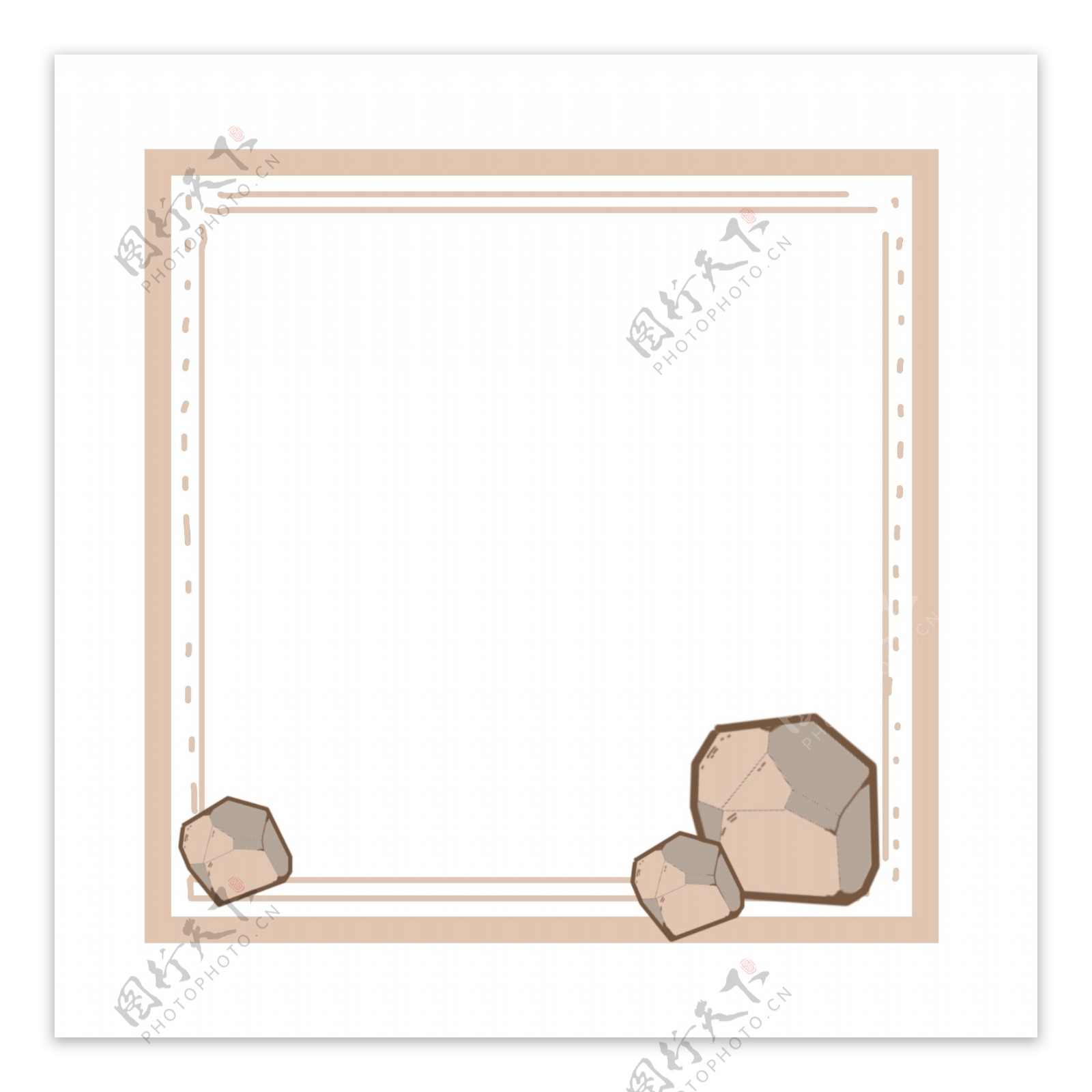 棕色小石头粉色边框