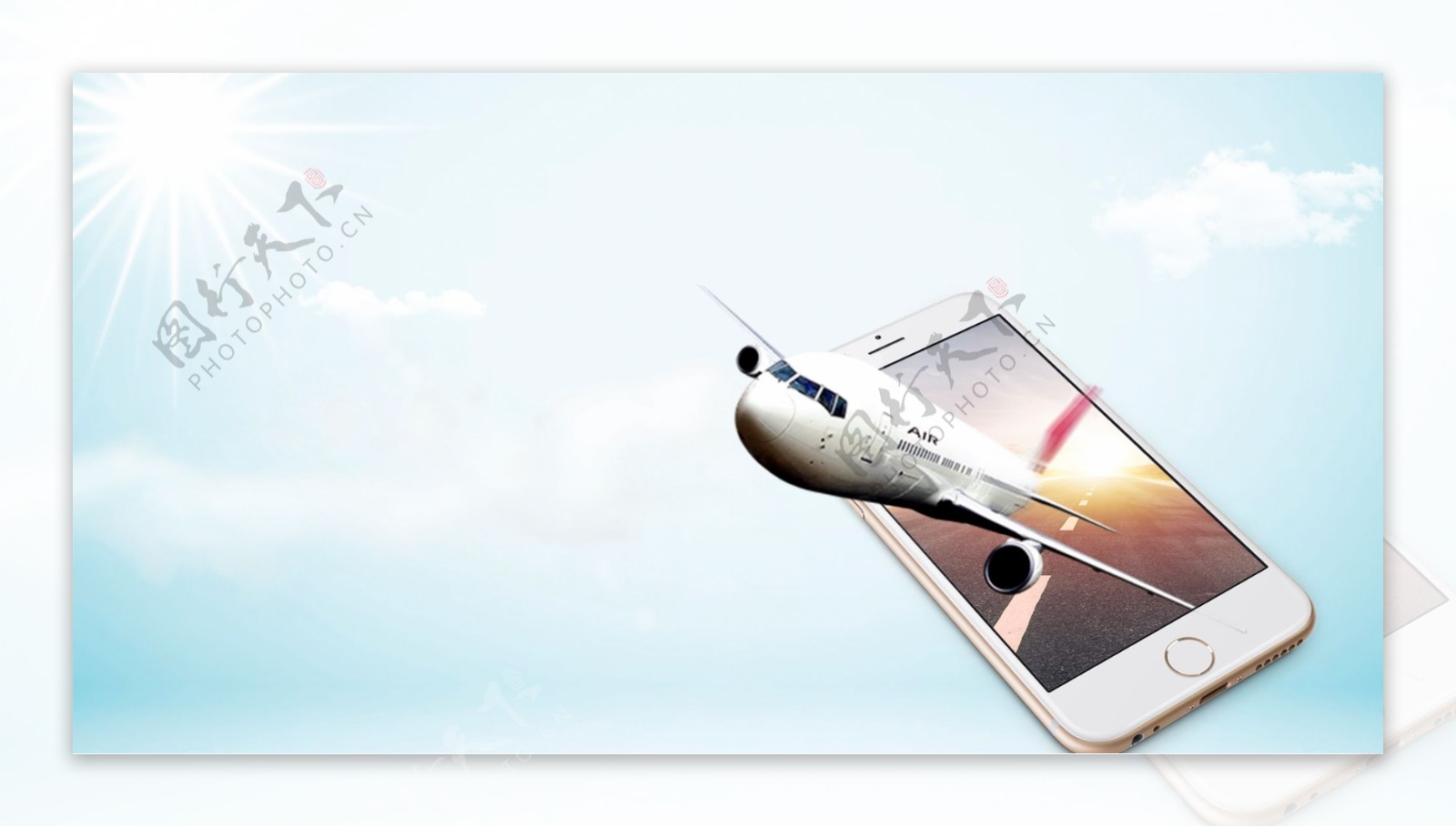 手机创意合成飞机海报