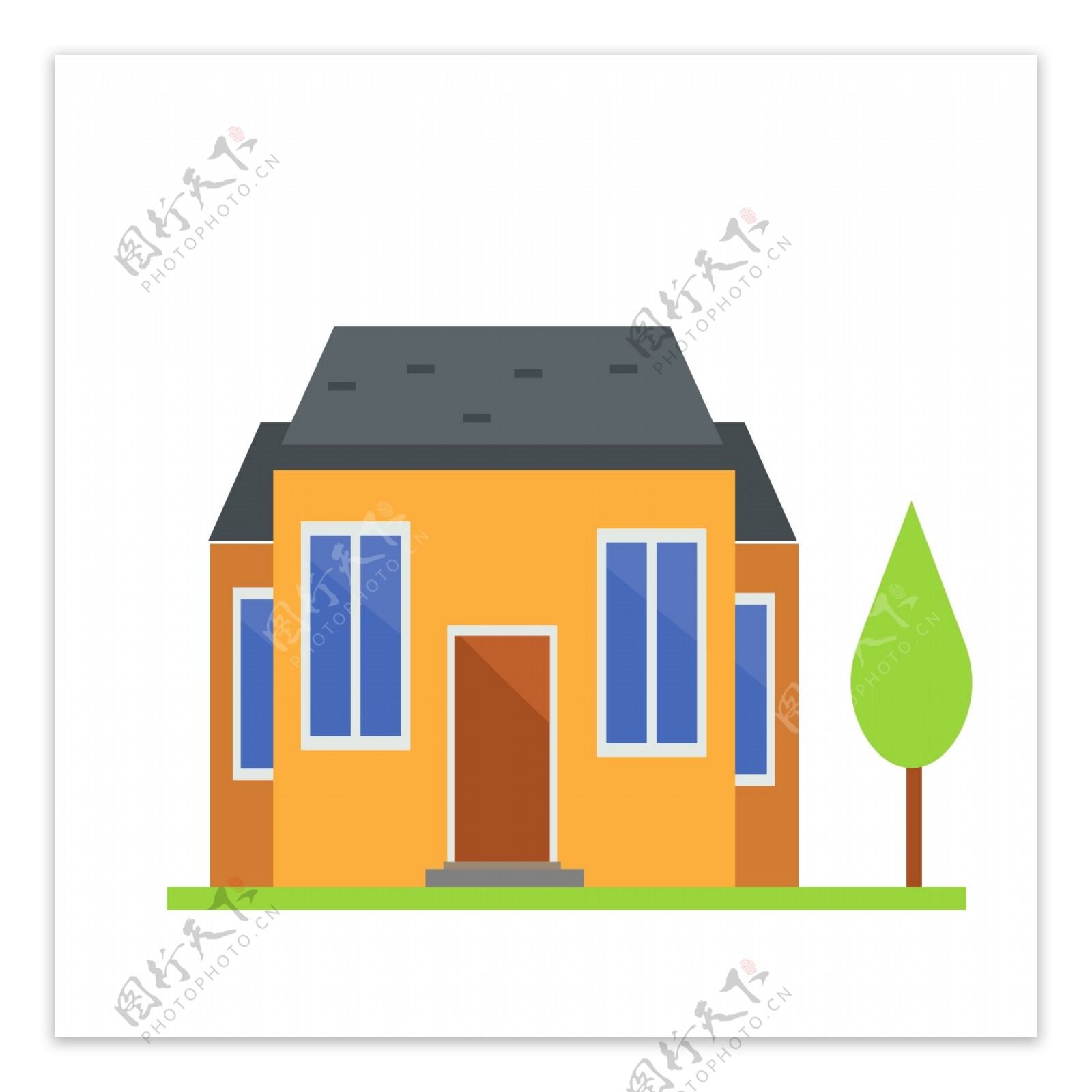 黄色建筑房子插画