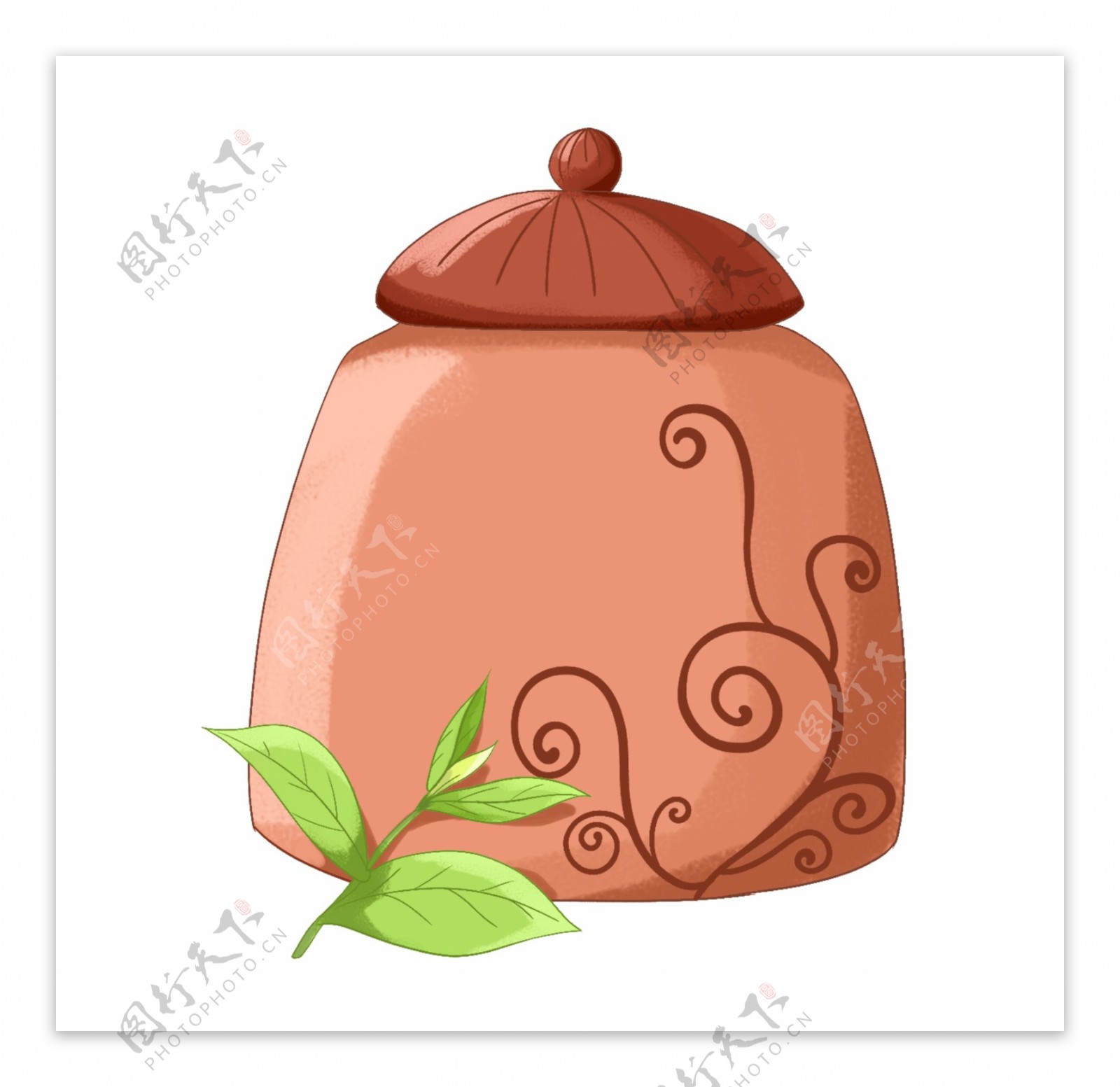 红色立体茶罐子插图