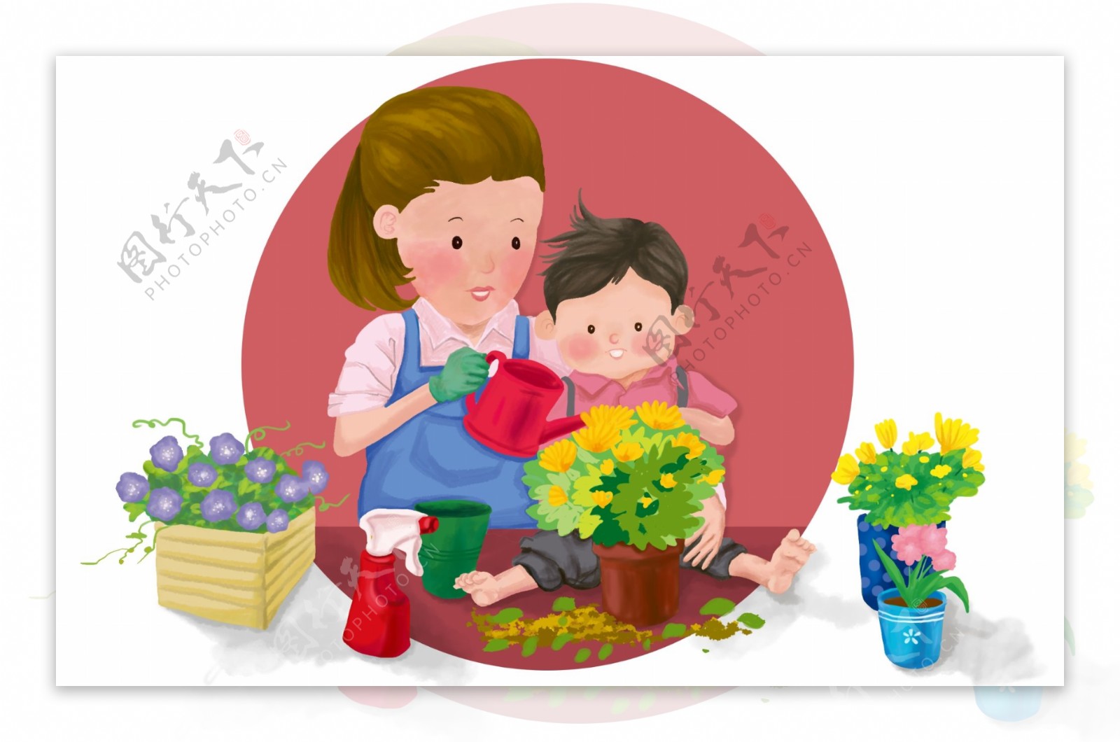母亲节和妈妈一起种花