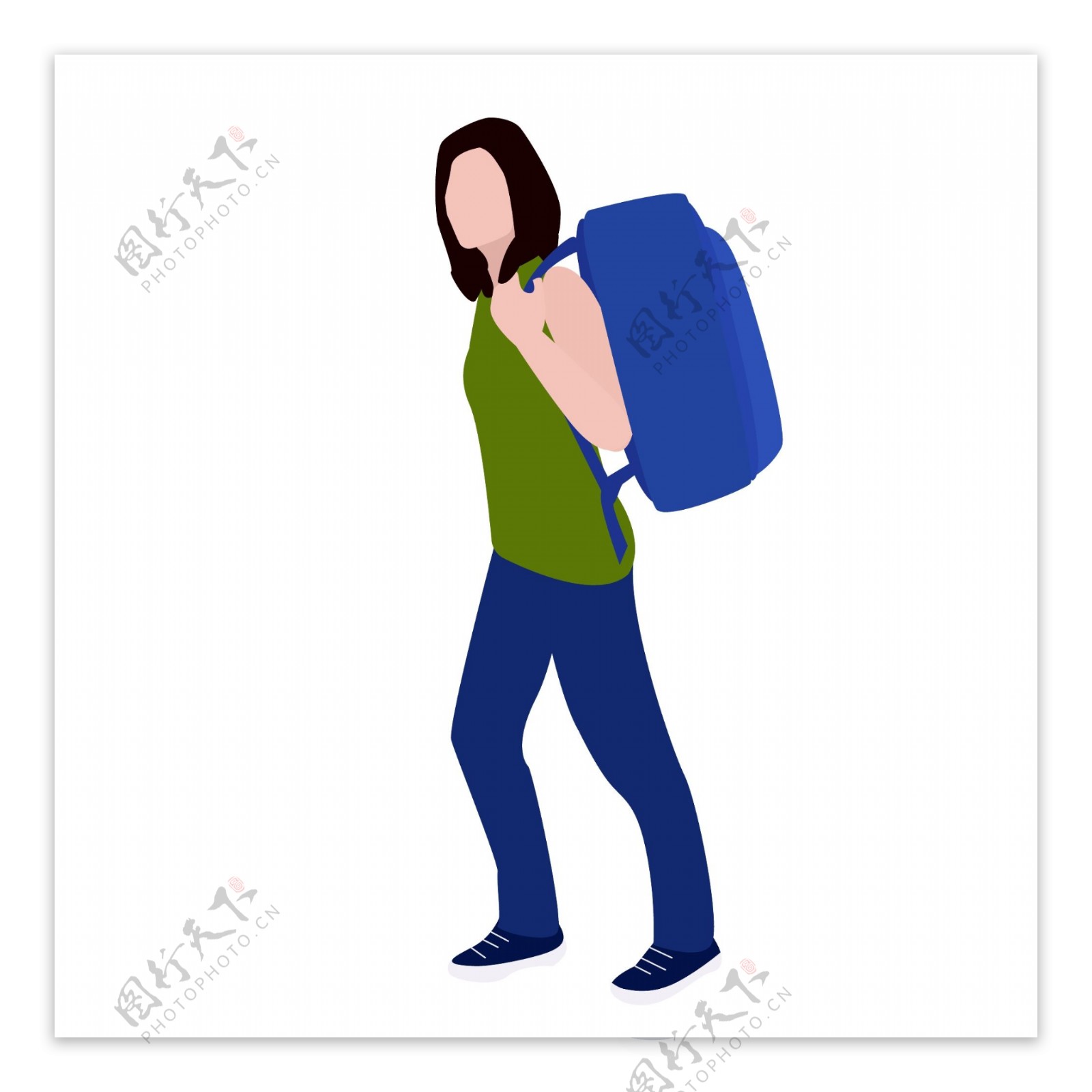 背着背包去旅行的女人矢量素材