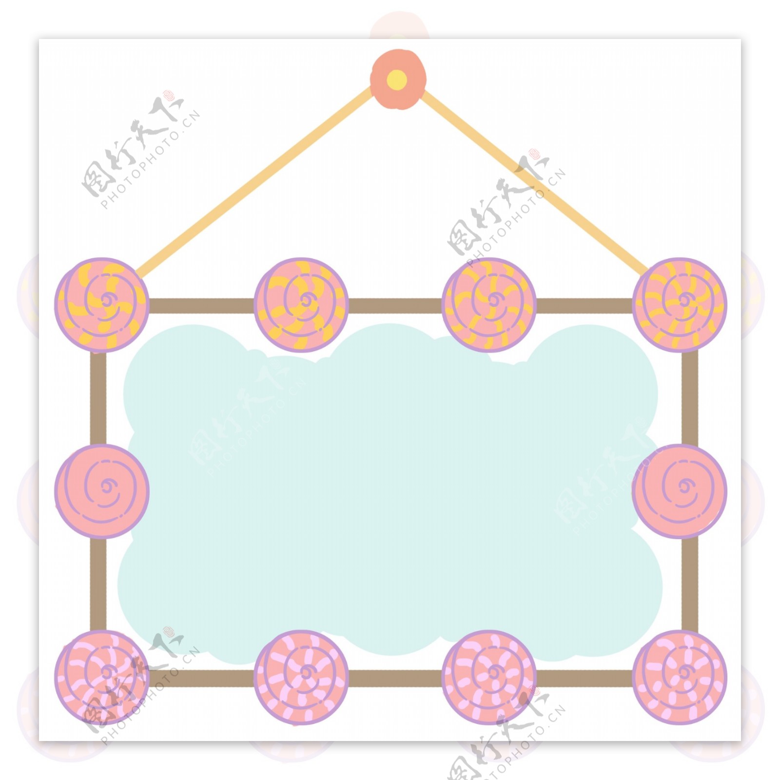 可爱边框棒棒糖插画