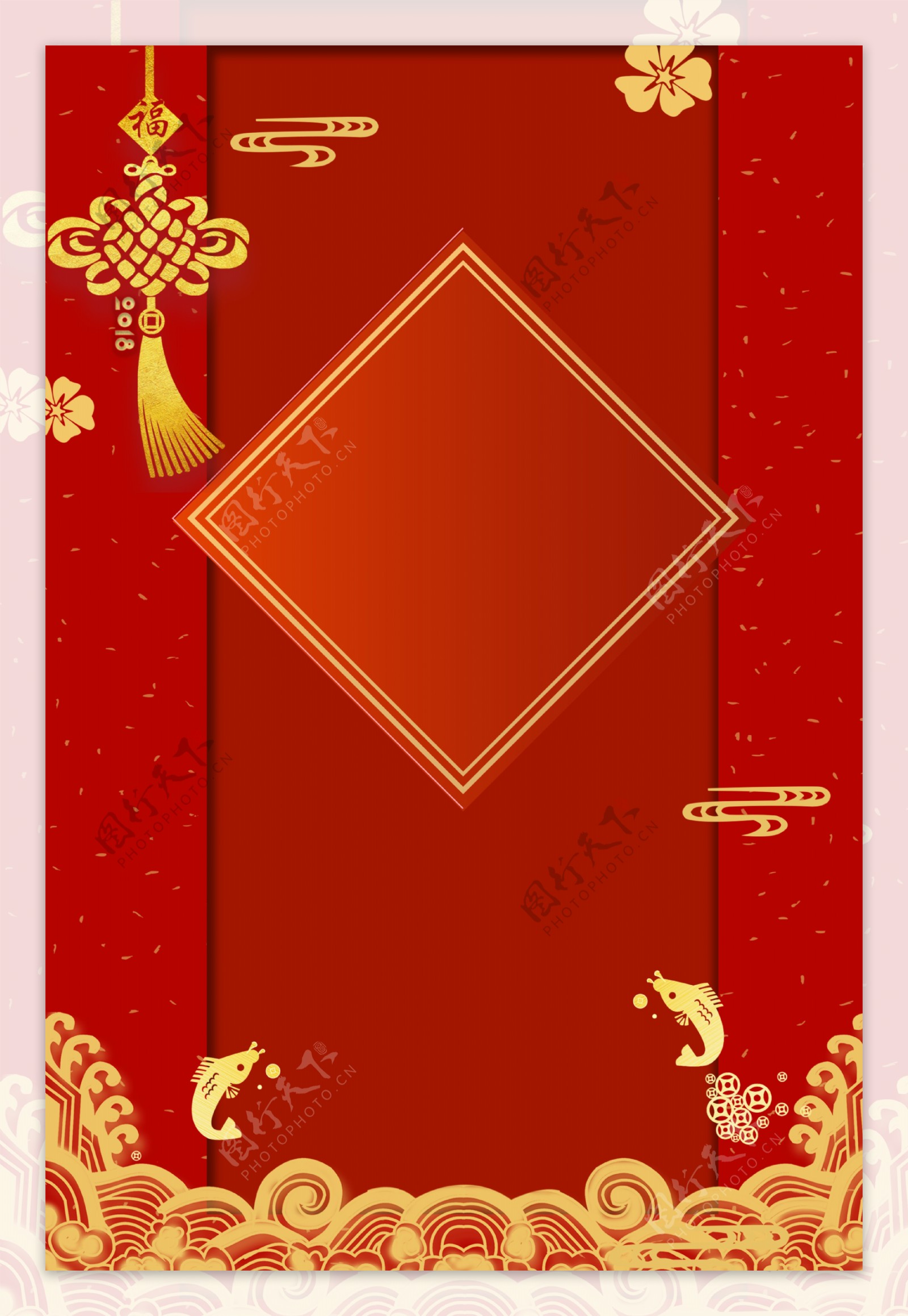 新年元旦春节喜庆红色海报背景