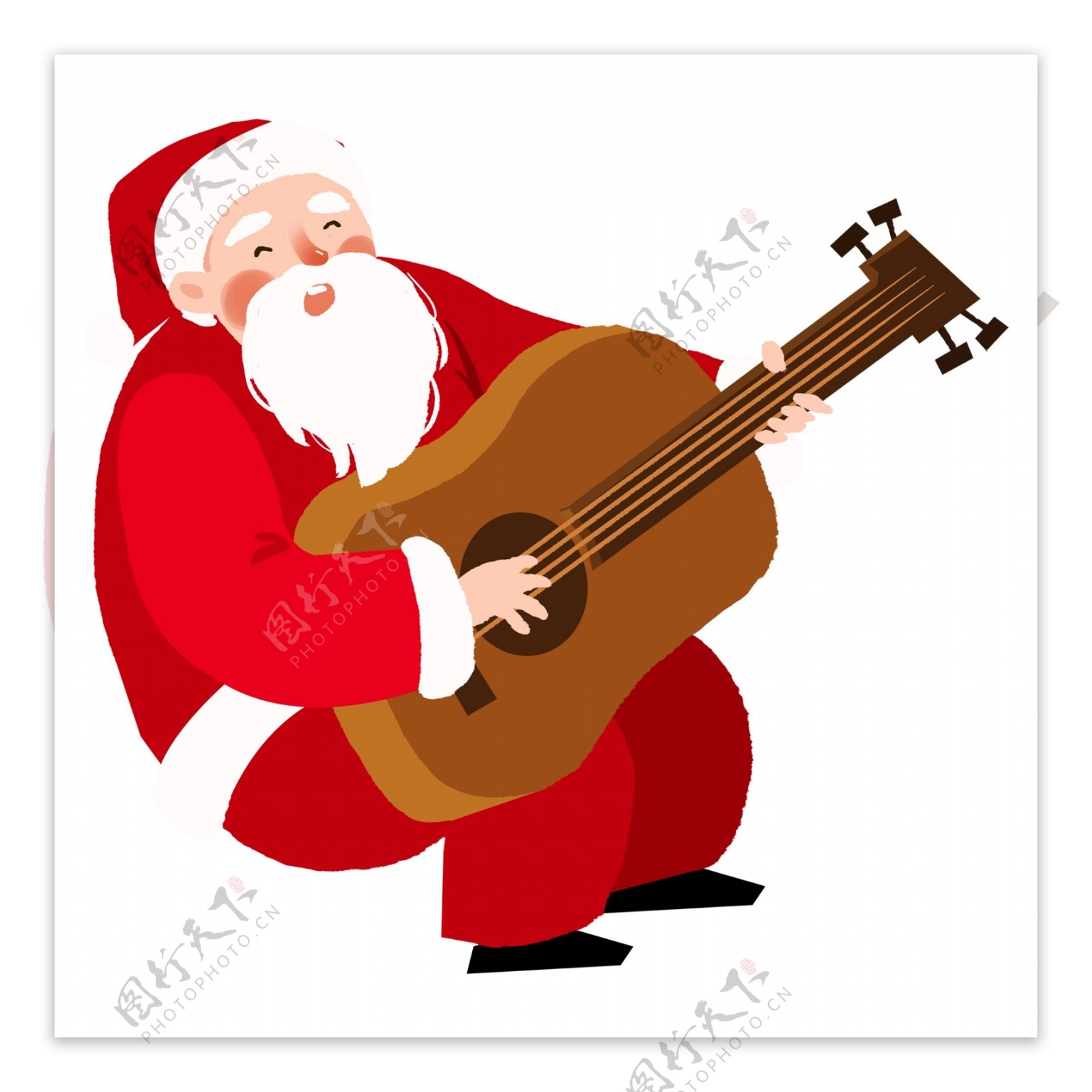 弹琴的圣诞老人PNG素材