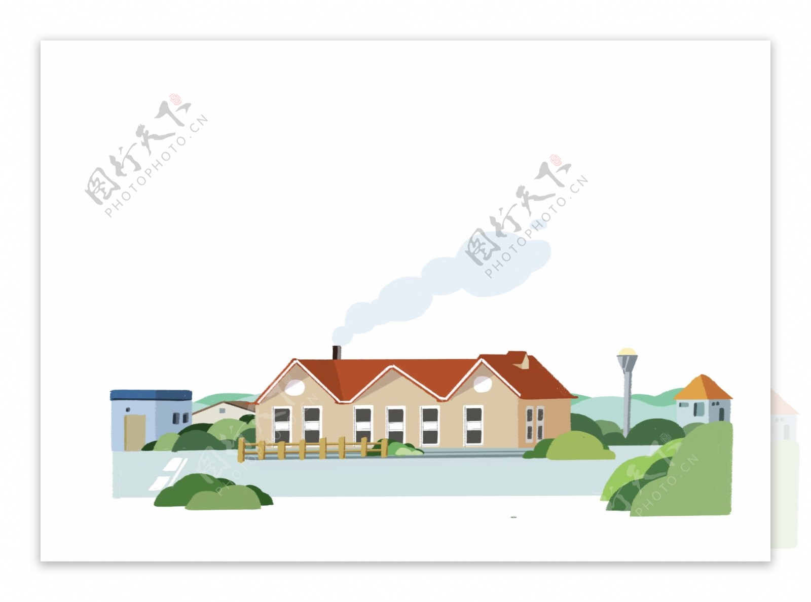 欧洲小镇村庄城市春天风景底框海报边框底部边框