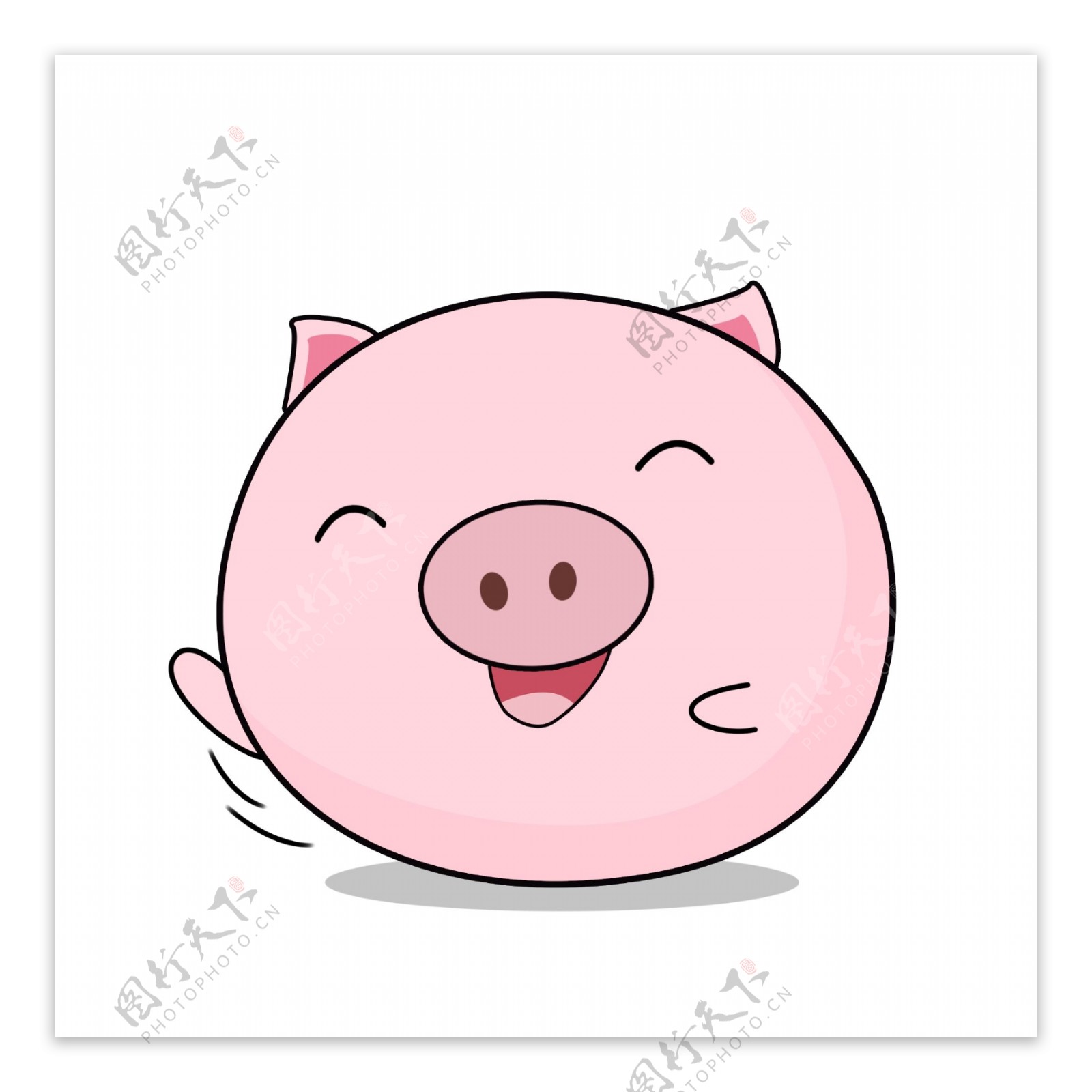开心的粉色小猪插画