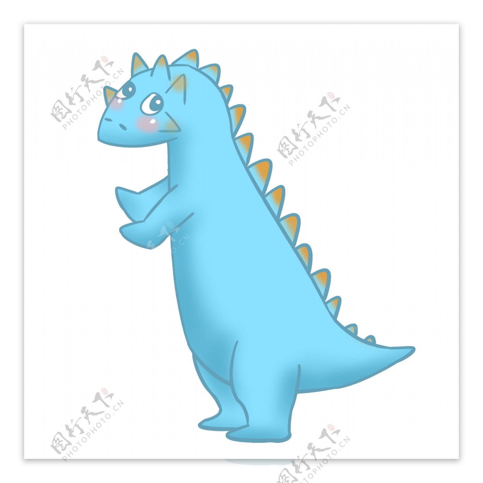 蓝色的恐龙装饰插画