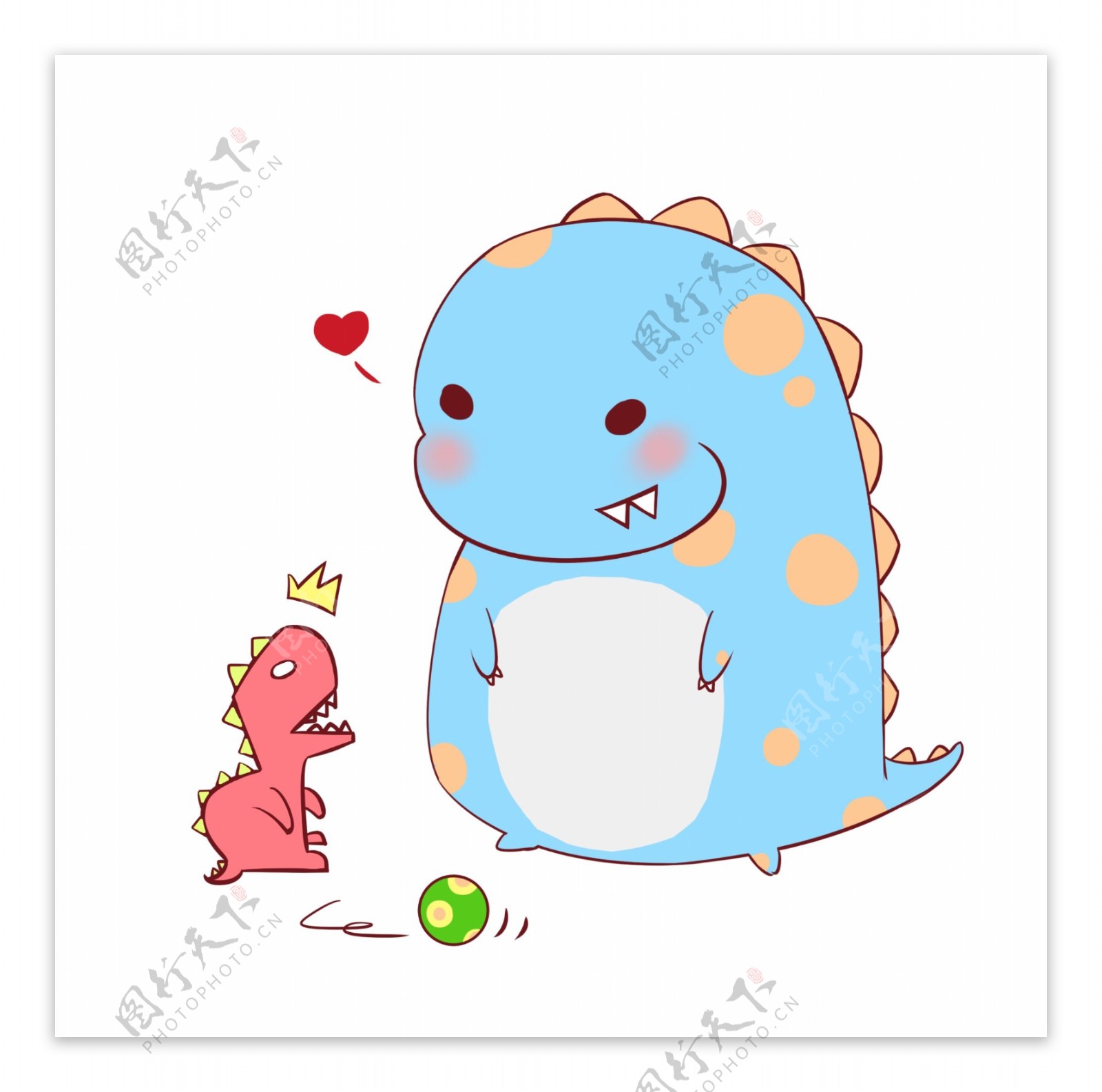可爱的蓝色恐龙插画