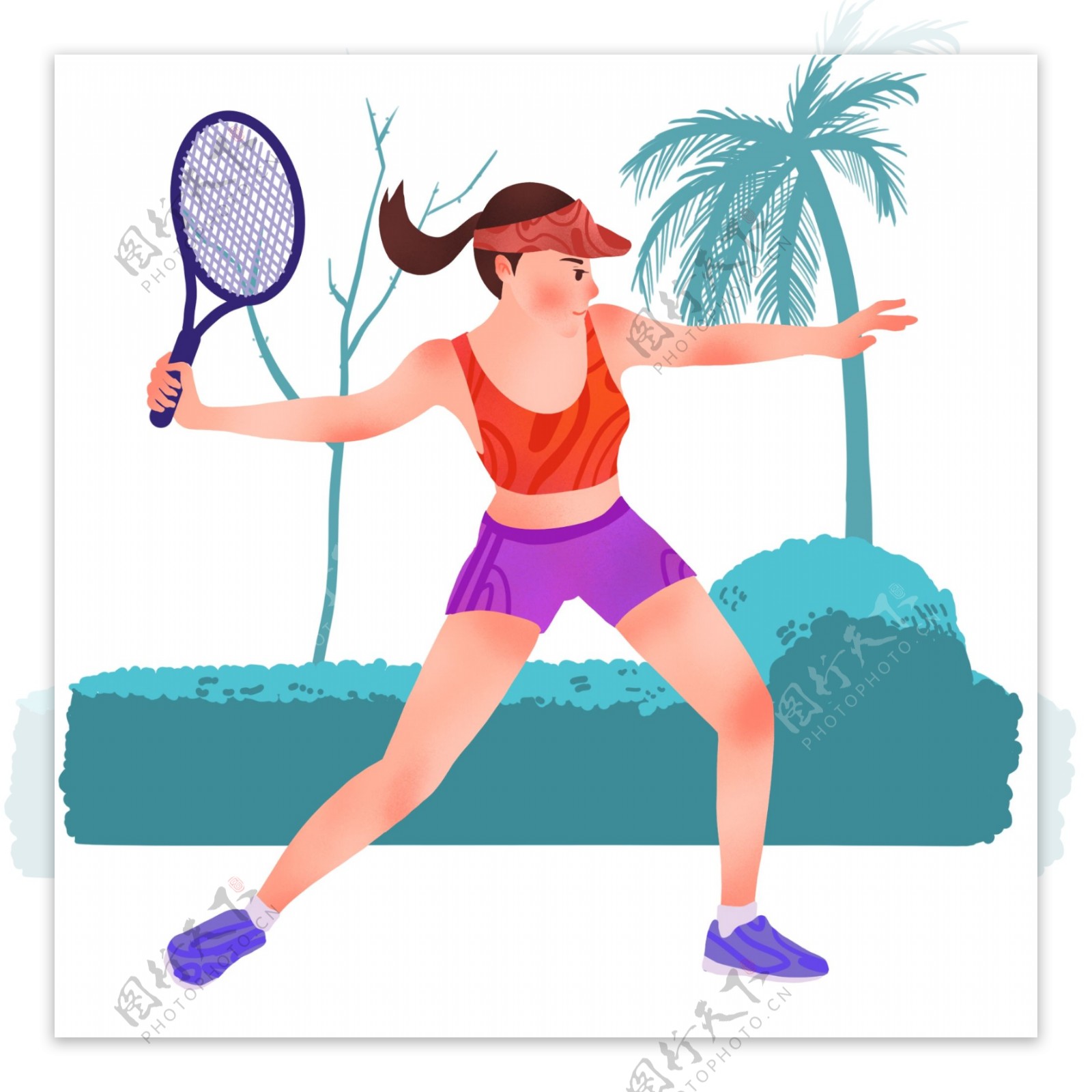 健身运动网球插画