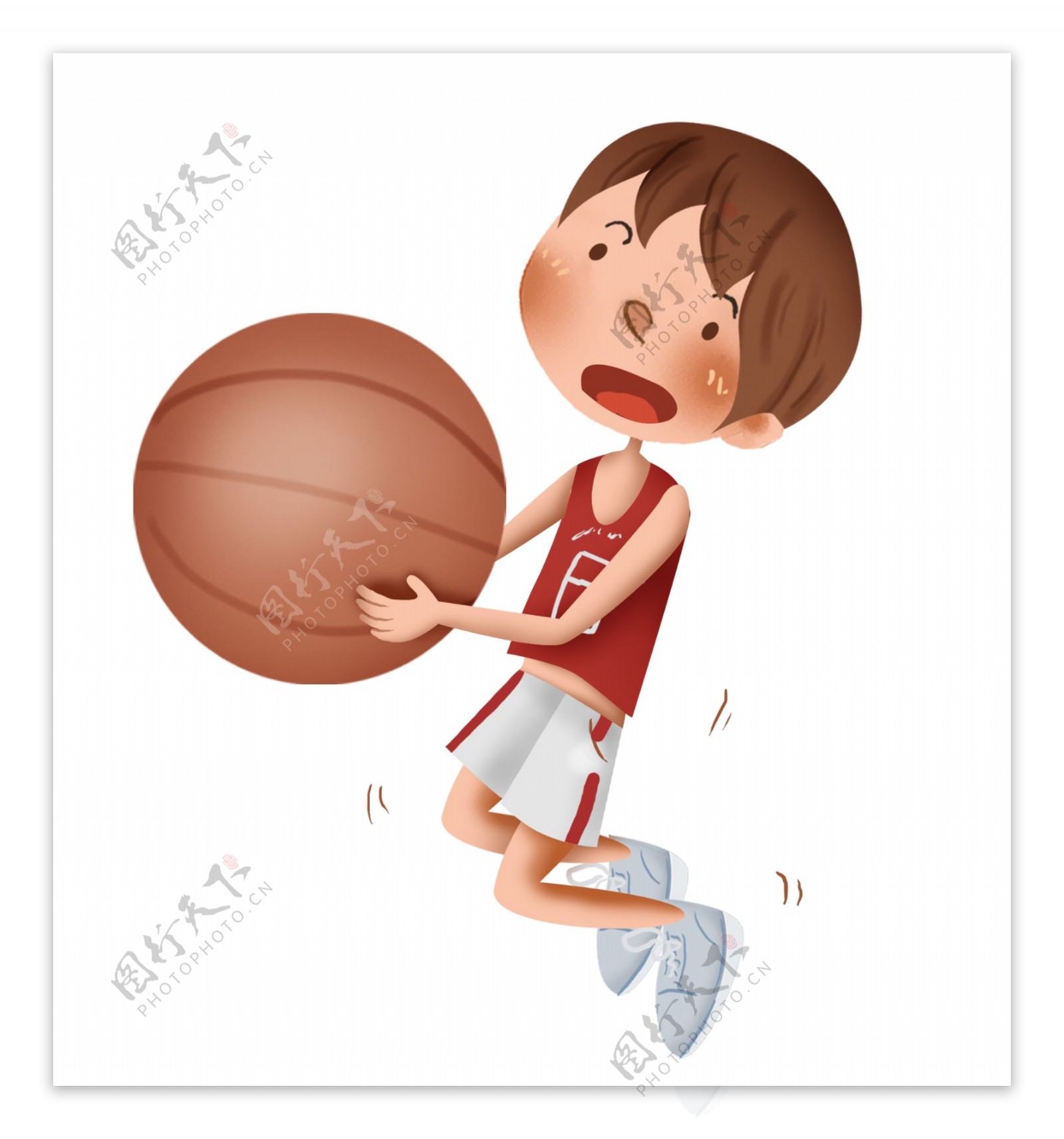 学习篮球打篮球的男孩