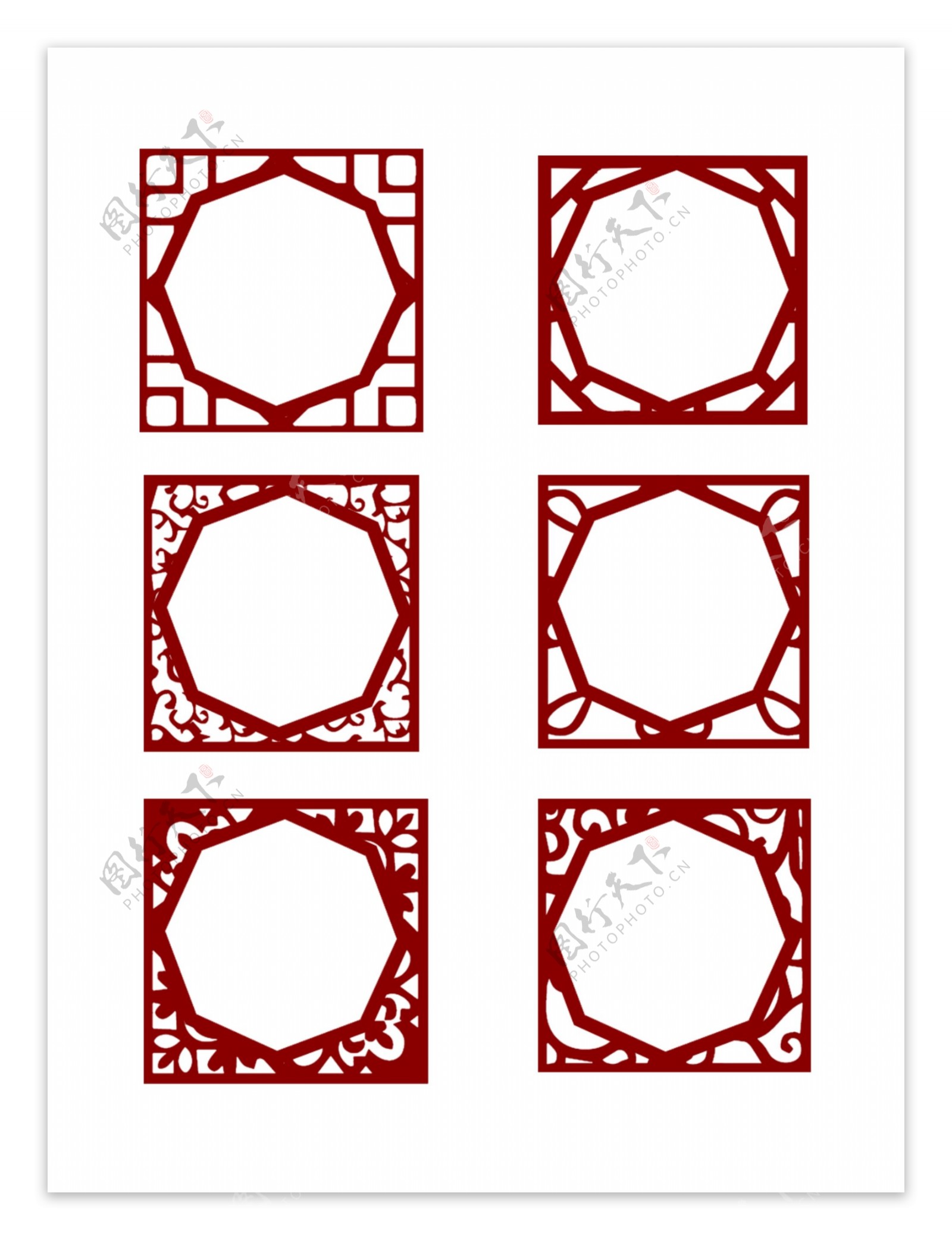 古代窗花建筑元素简约