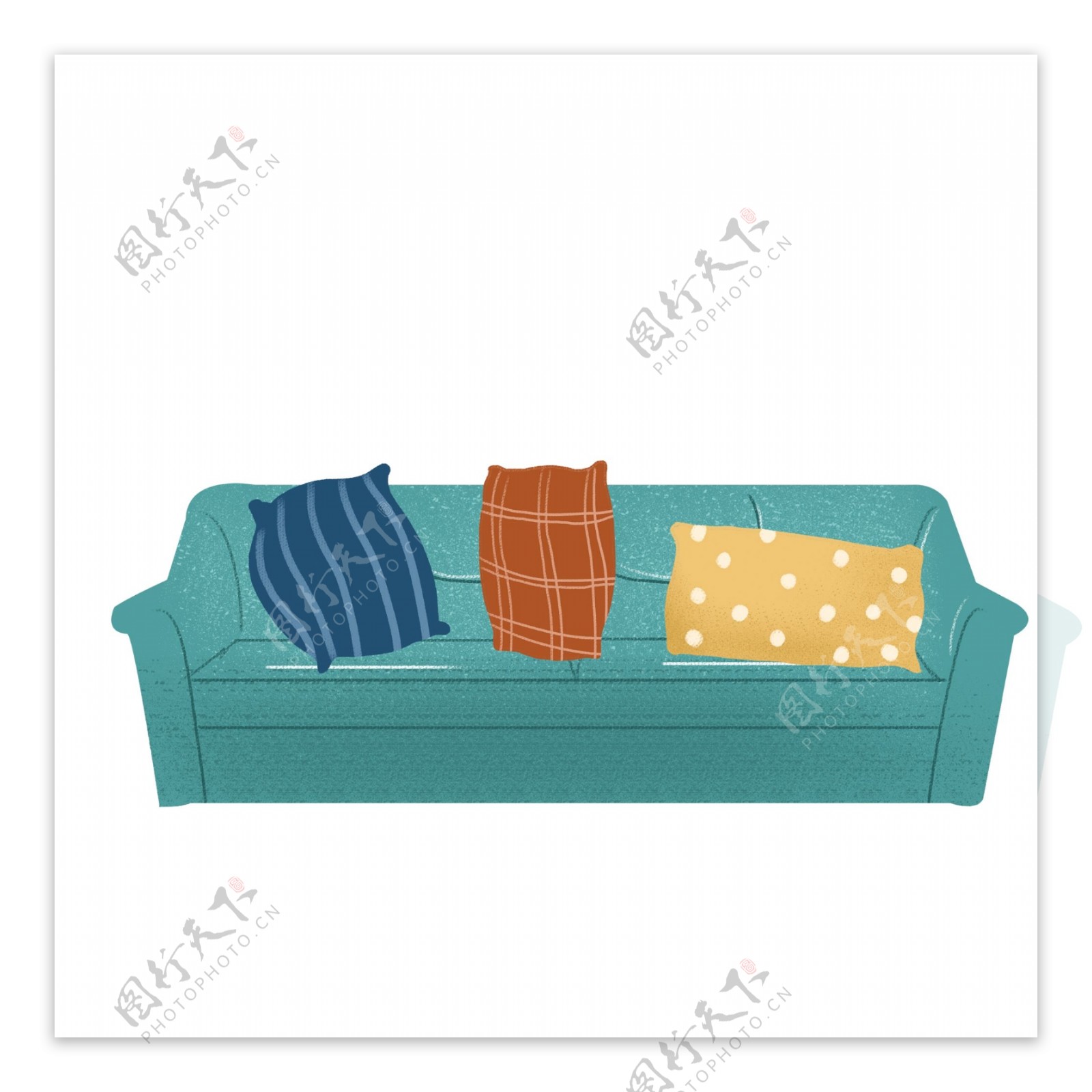 蓝色小清新沙发设计元素