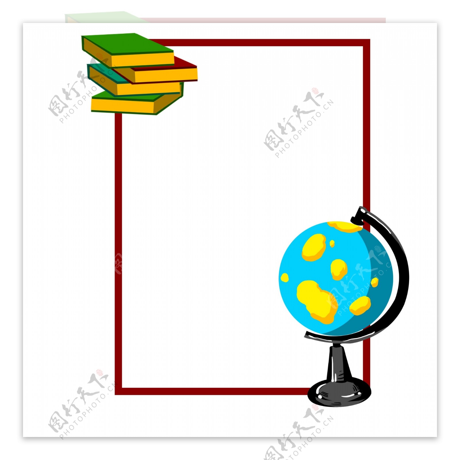 手绘教育文具地球仪边框