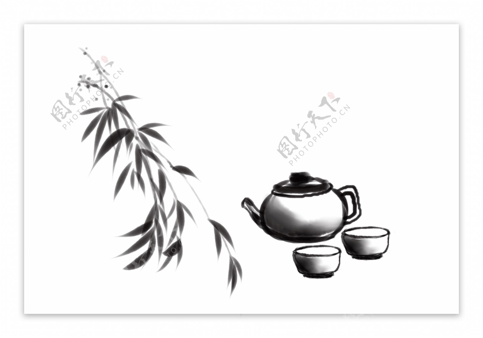 古风茶壶茶杯插画