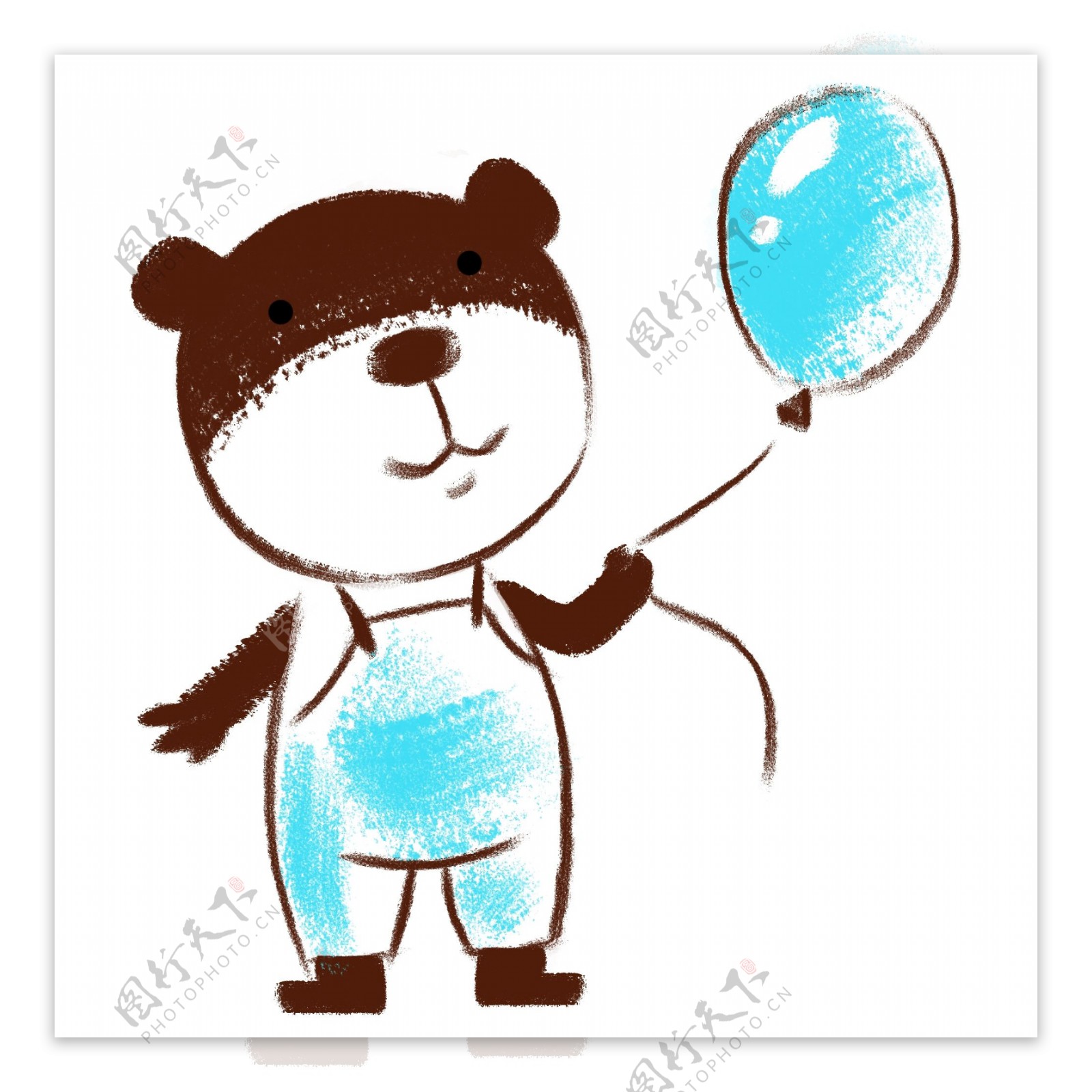 手绘拿气球的熊猫插画
