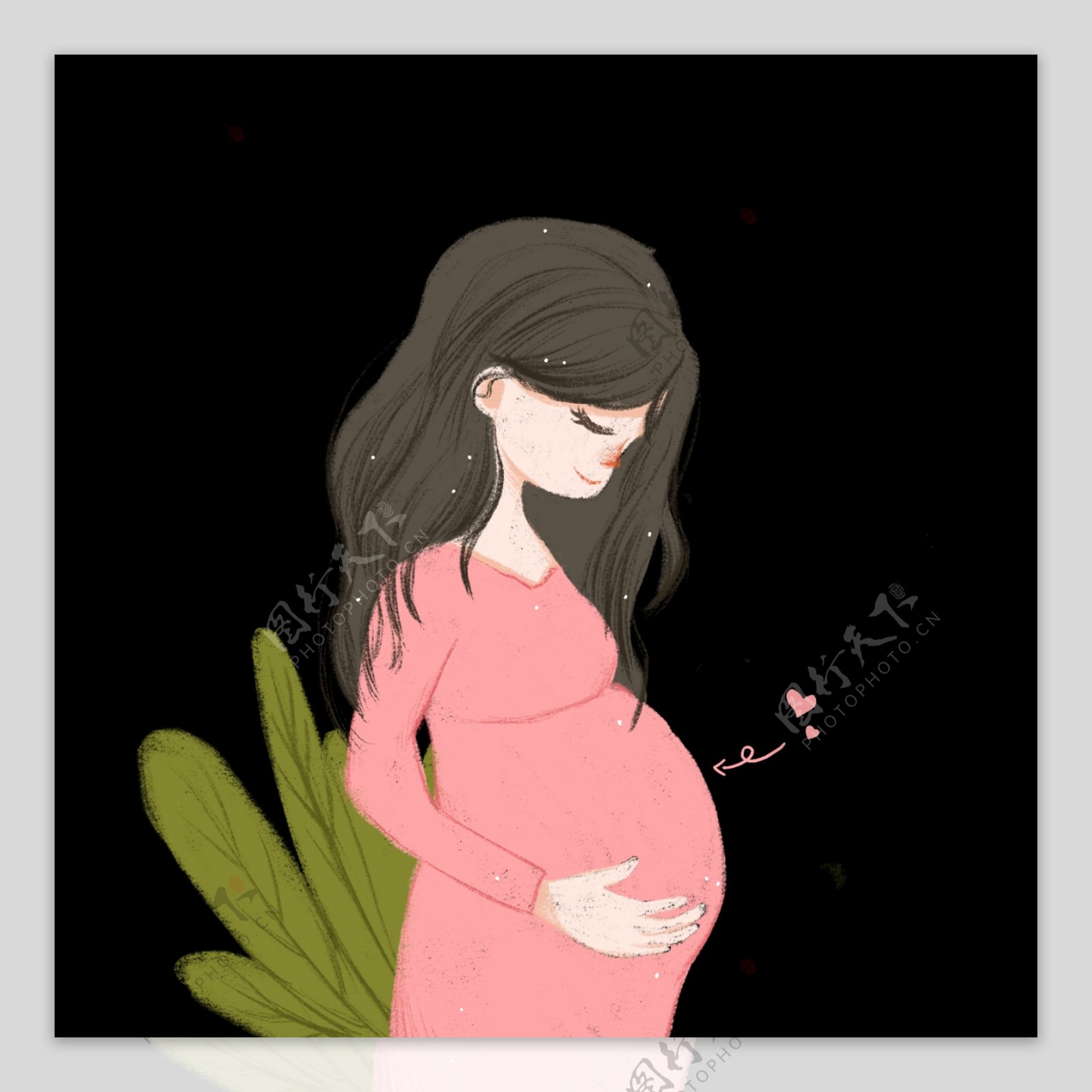感恩卡通手绘怀孕女士