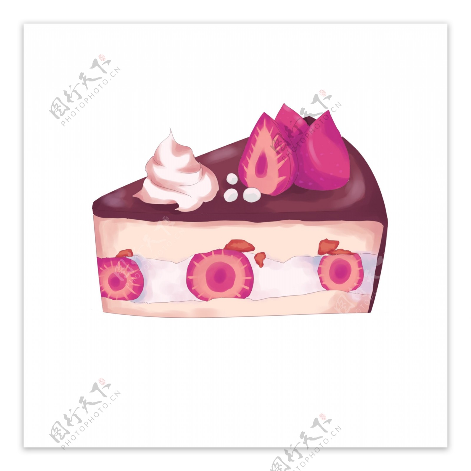 美食草莓蛋糕插画