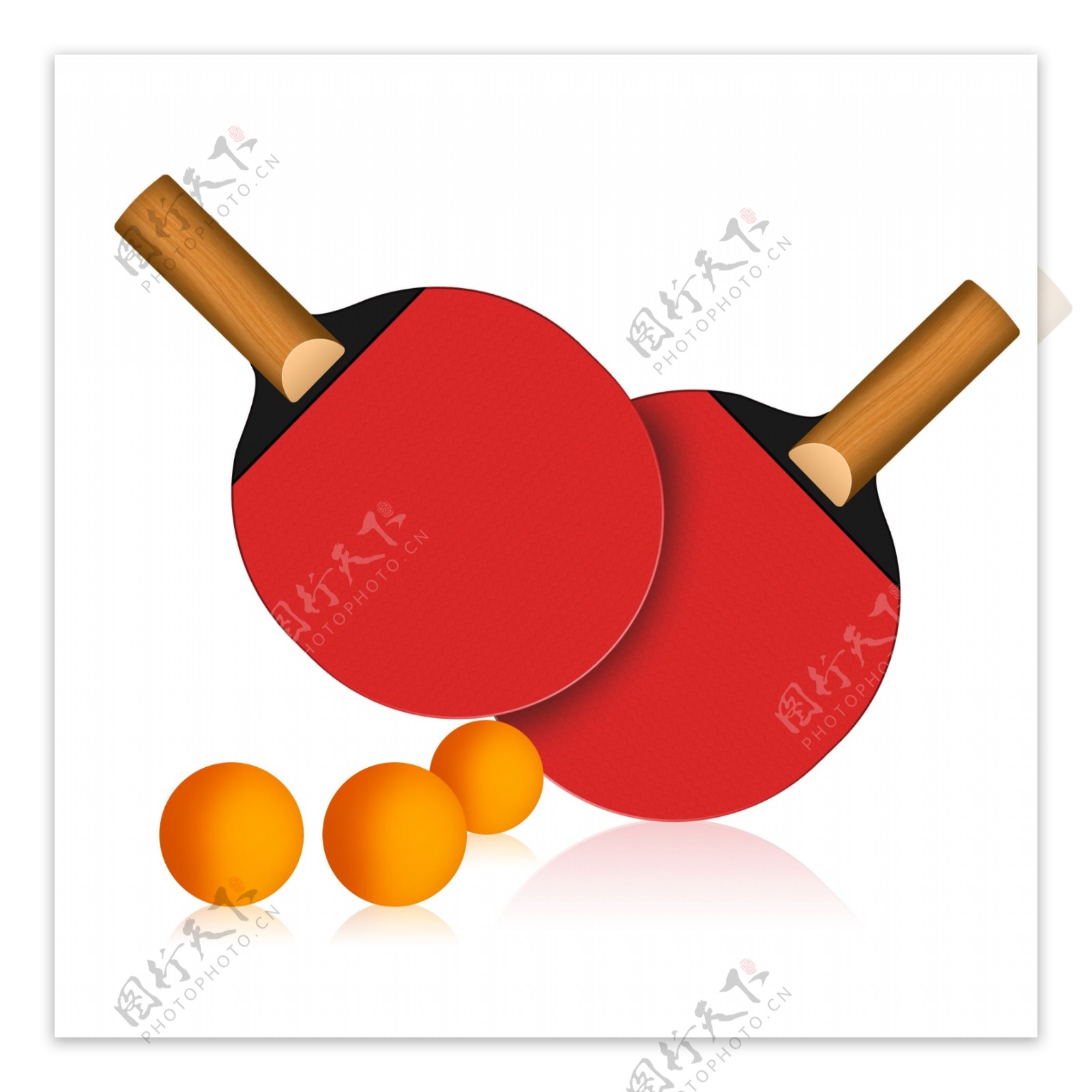 乒乓球拍与乒乓球效果素材元素